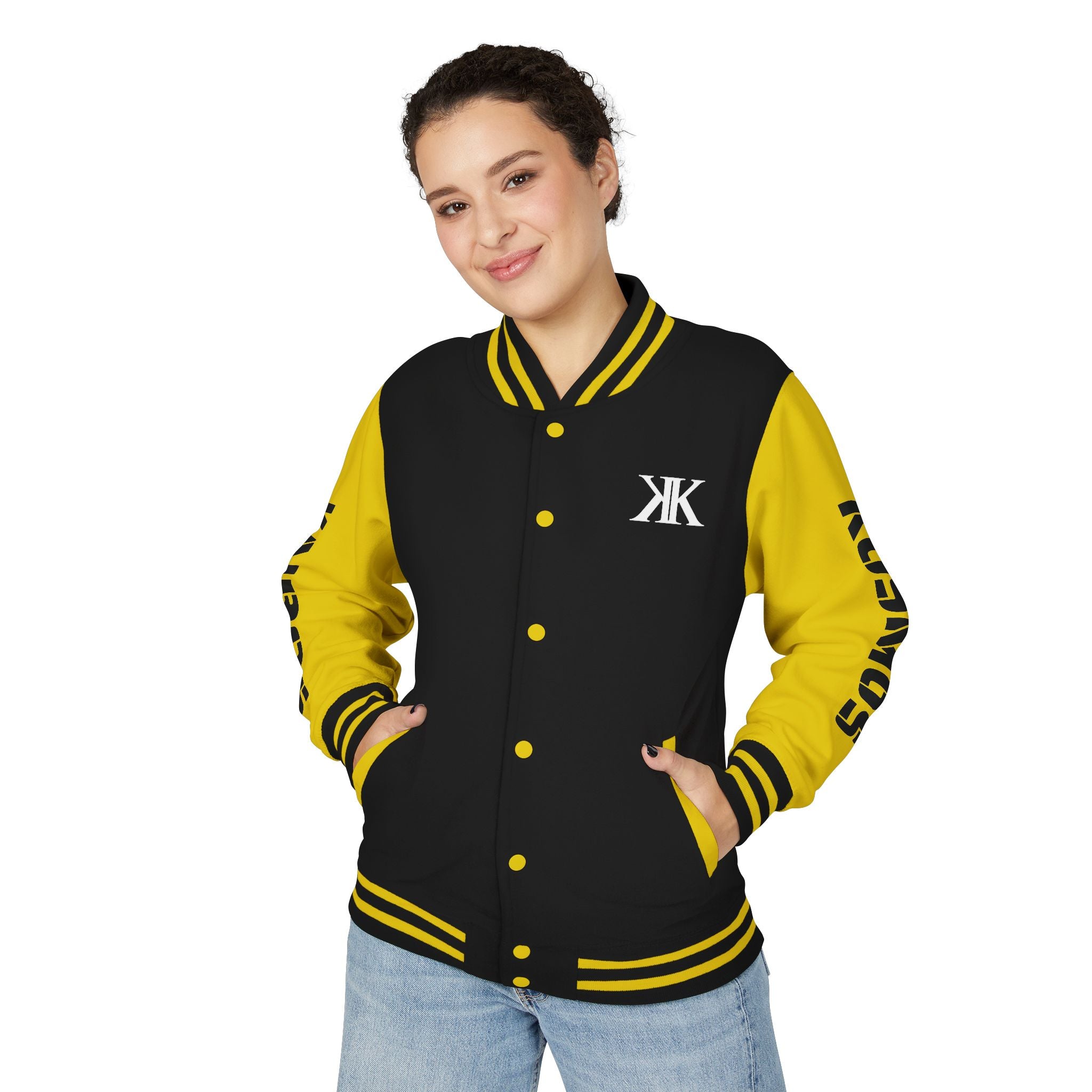Letterman Jacket BLACK — "Give No Fu*ks" Bold Varsity Bomber