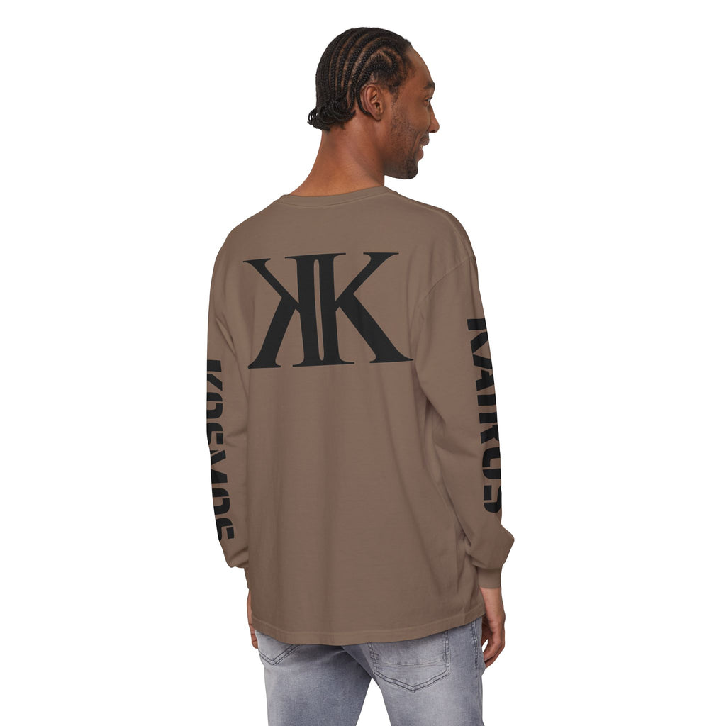KOSMOS Monogram Uni-Sex Long Sleeve Tee — Bold Black Logo Sleeve Shirt
