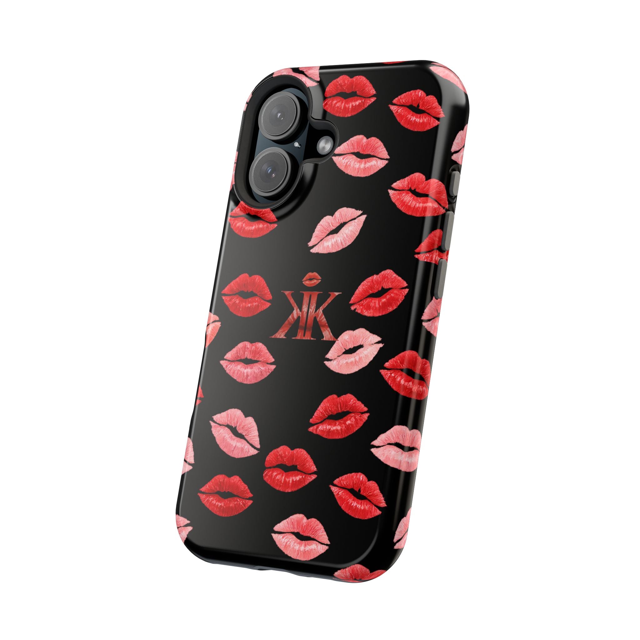 Psyche Collection BLACK - Kiss Pattern Magnetic Impact Phone Case