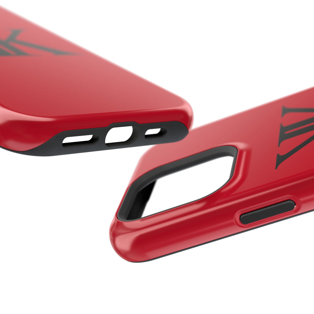 Magnetic Impact-Resistant RED Case with Bold KK Monogram