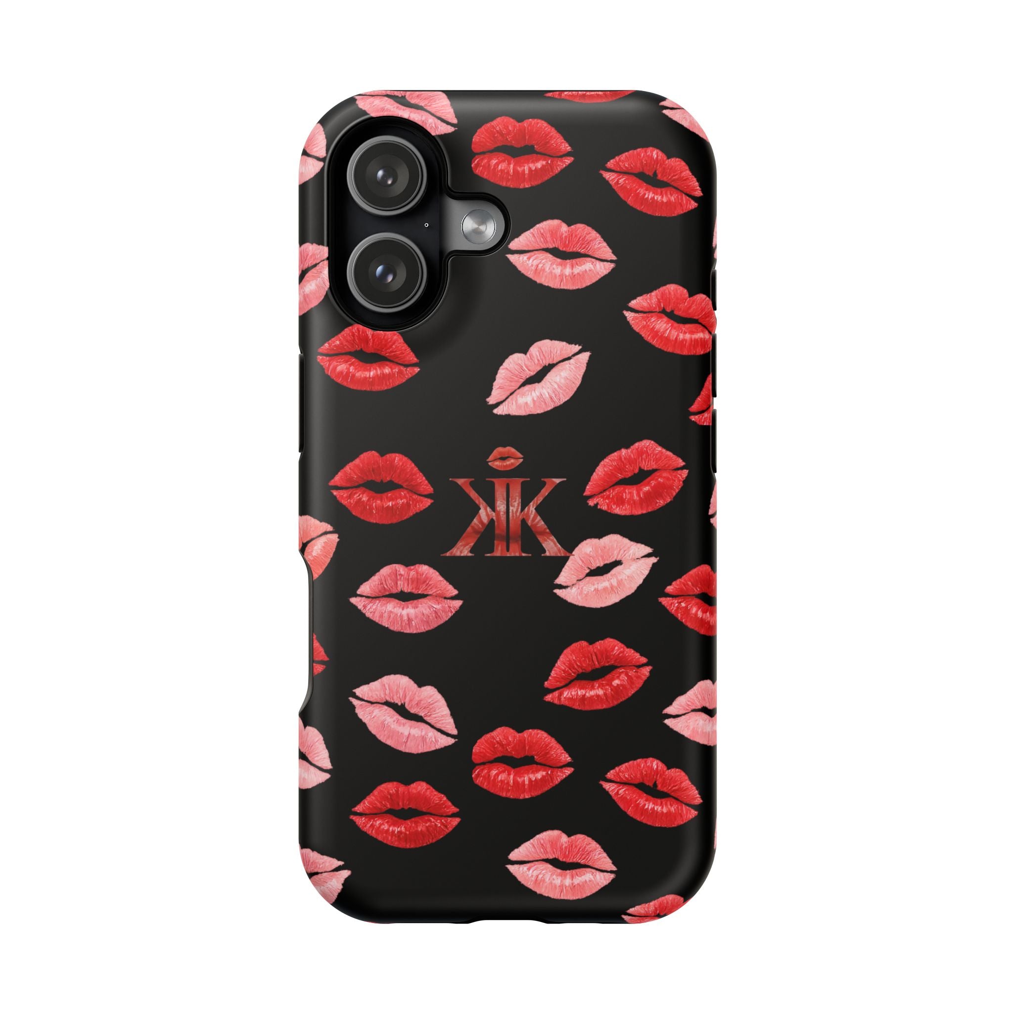 Psyche Collection BLACK - Kiss Pattern Magnetic Impact Phone Case