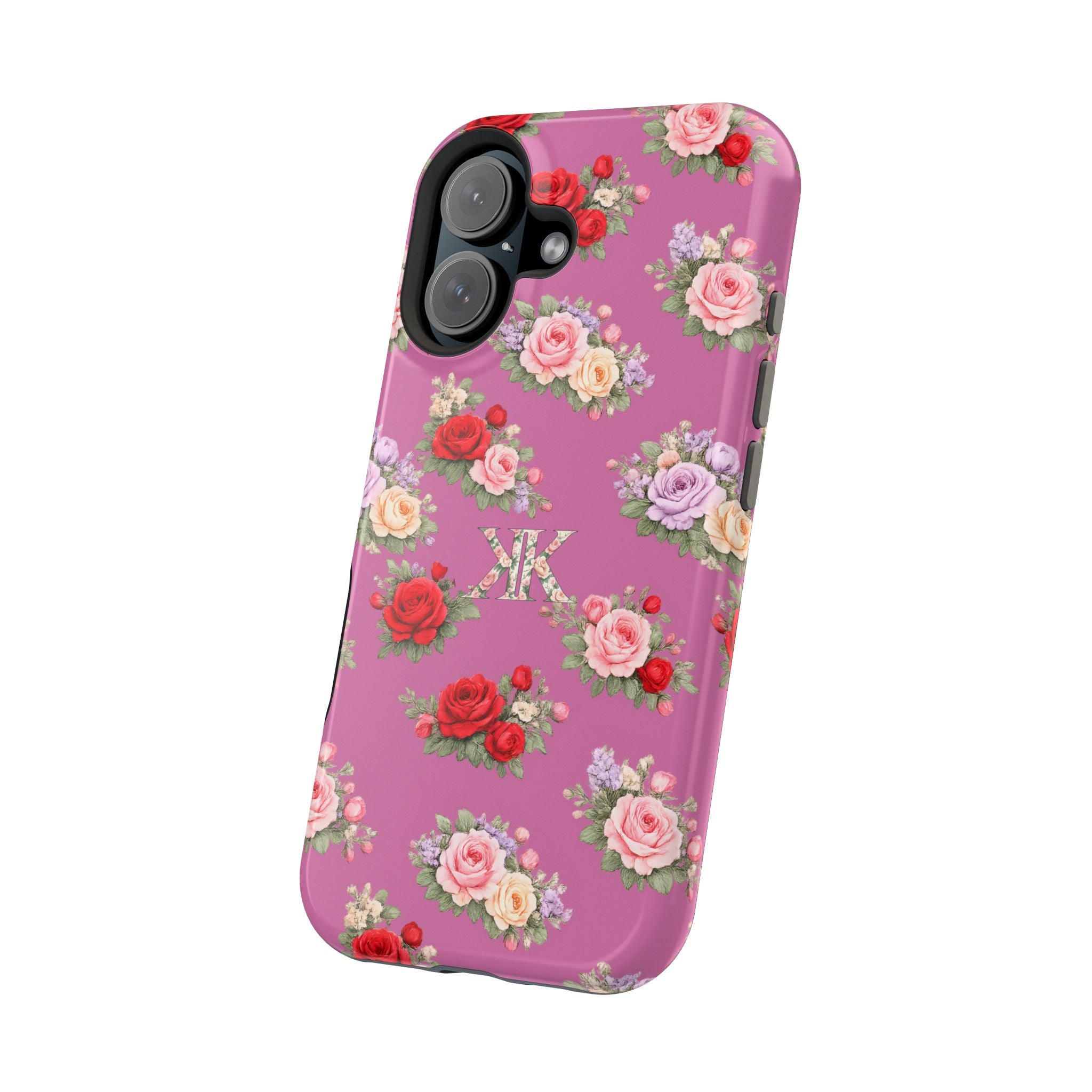 Anthos Collection Light Pink  Vintage Floral Rose Pattern Magnetic Impact-Resistant Phone Case