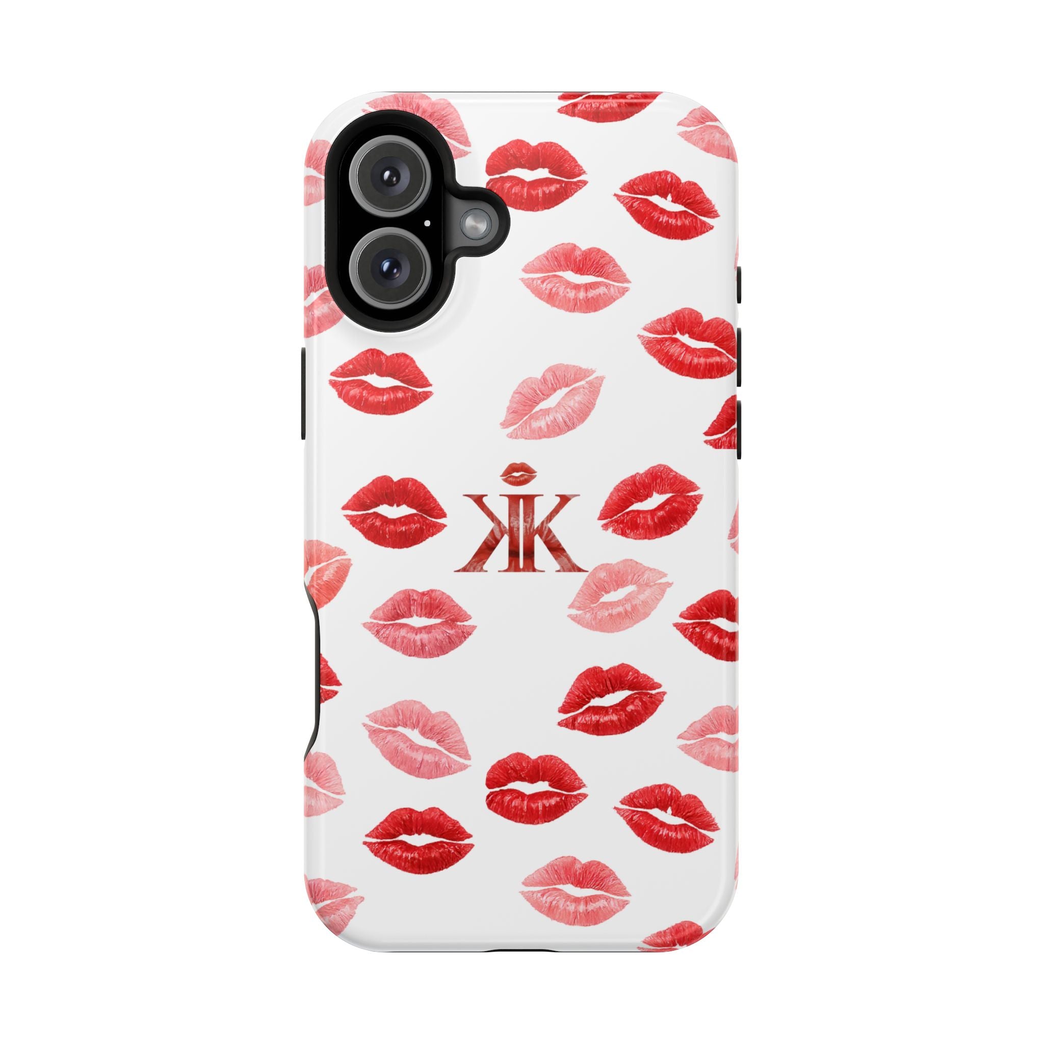 Psyche Collection White - Kiss Pattern Magnetic Impact Phone Case