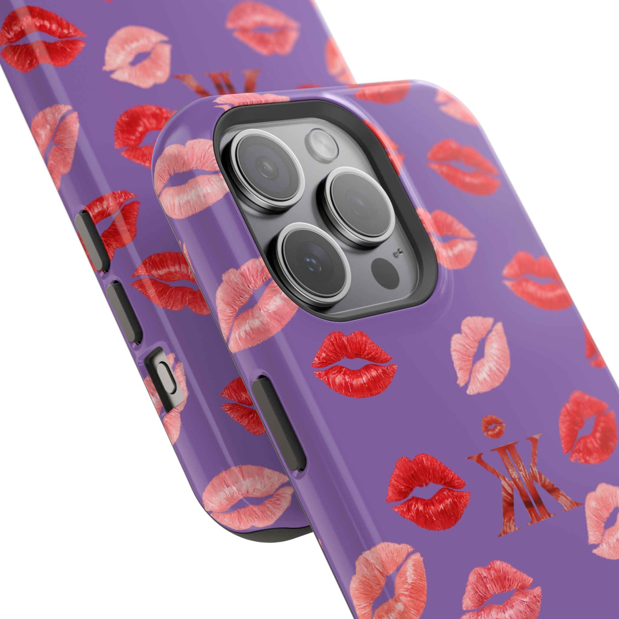 Psyche Collection Light Purple - Kiss Pattern Magnetic Impact Phone Case