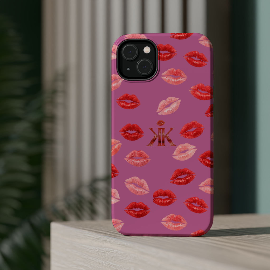 Psyche Collection Light Pink - Kiss Pattern Magnetic Impact Phone Case