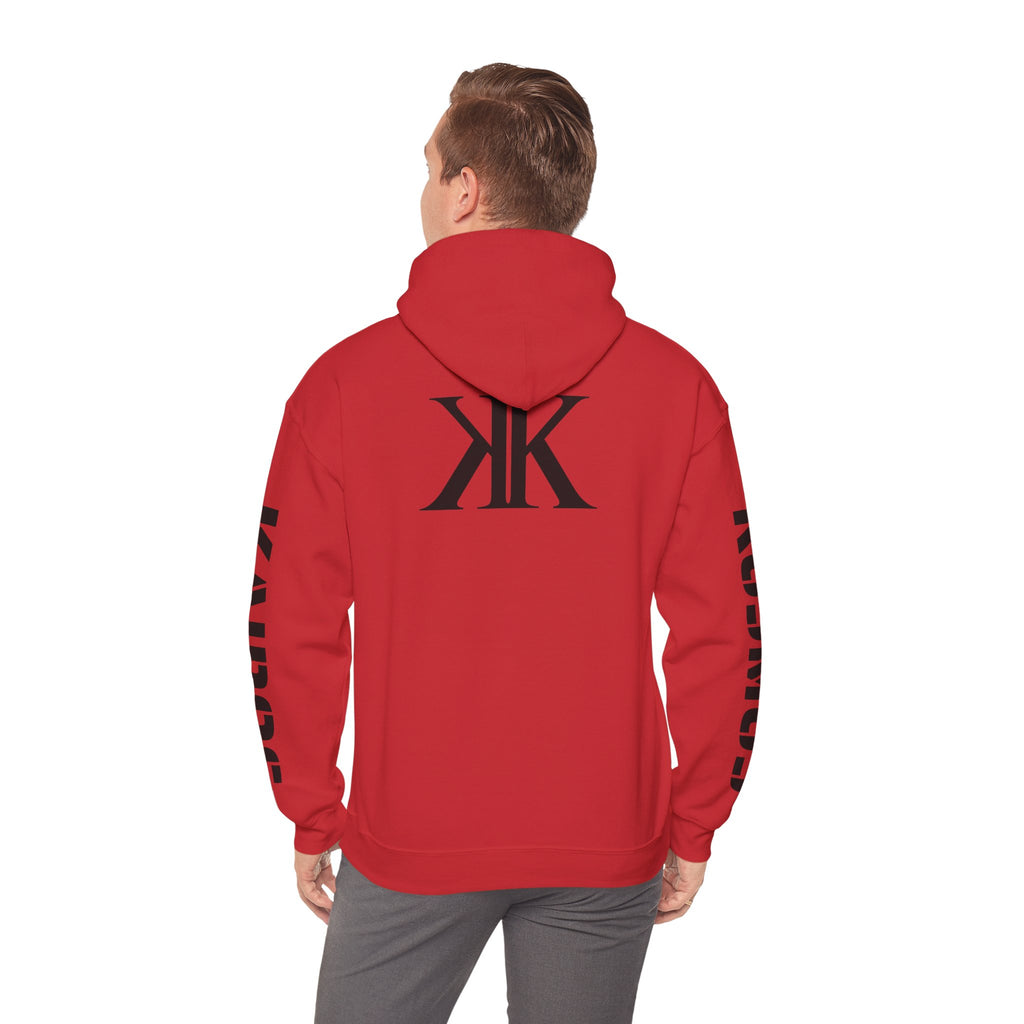 KAIROS KOSMOS Logo Hoodie RED — Minimalist Black Emblem Pullover