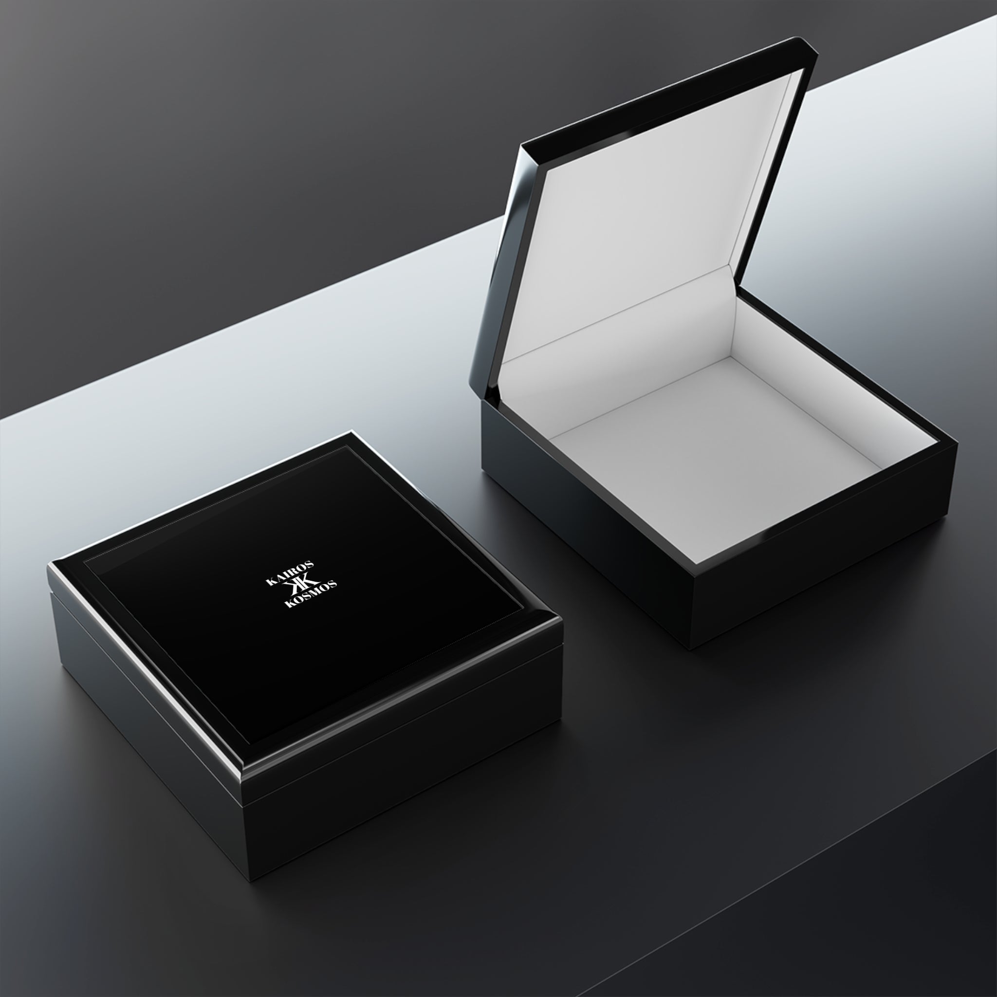 Jewelry Box BLACK with Minimalist 'KAIROS KOSMOS' Logo