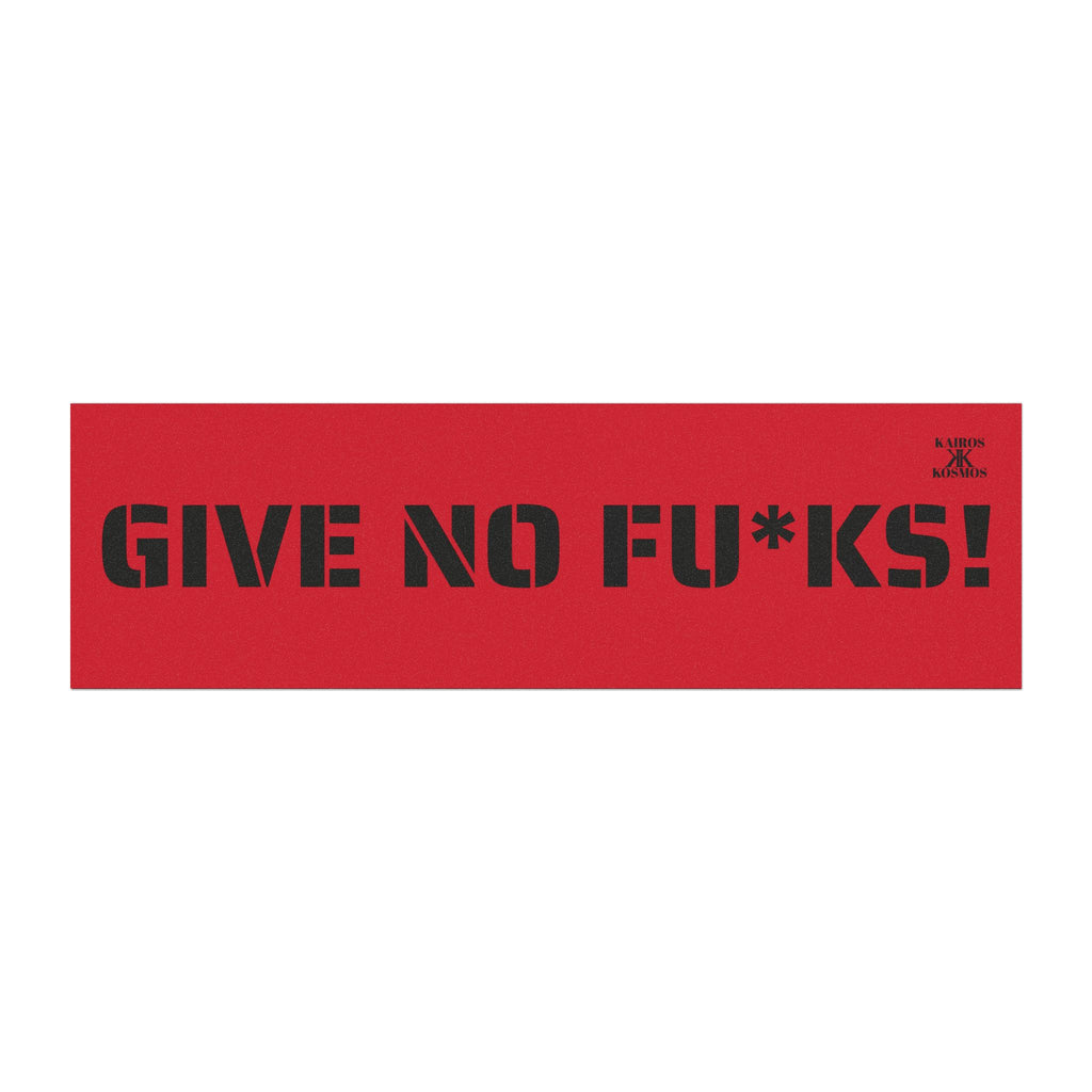 Kairos Kosmos Car Magnet RED — "GIVE NO FU*KS!" Bold Black Vinyl Décor