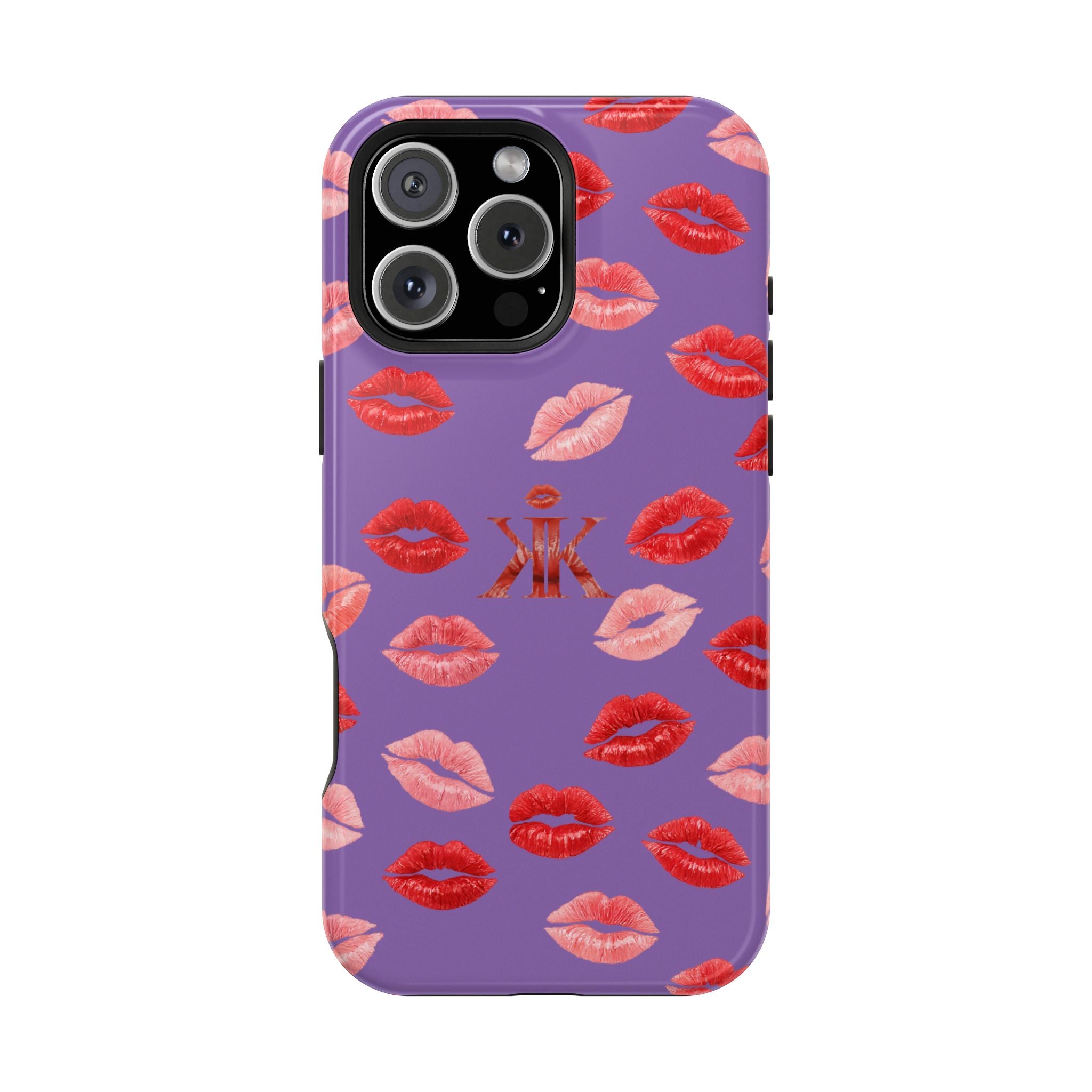 Psyche Collection Light Purple - Kiss Pattern Magnetic Impact Phone Case