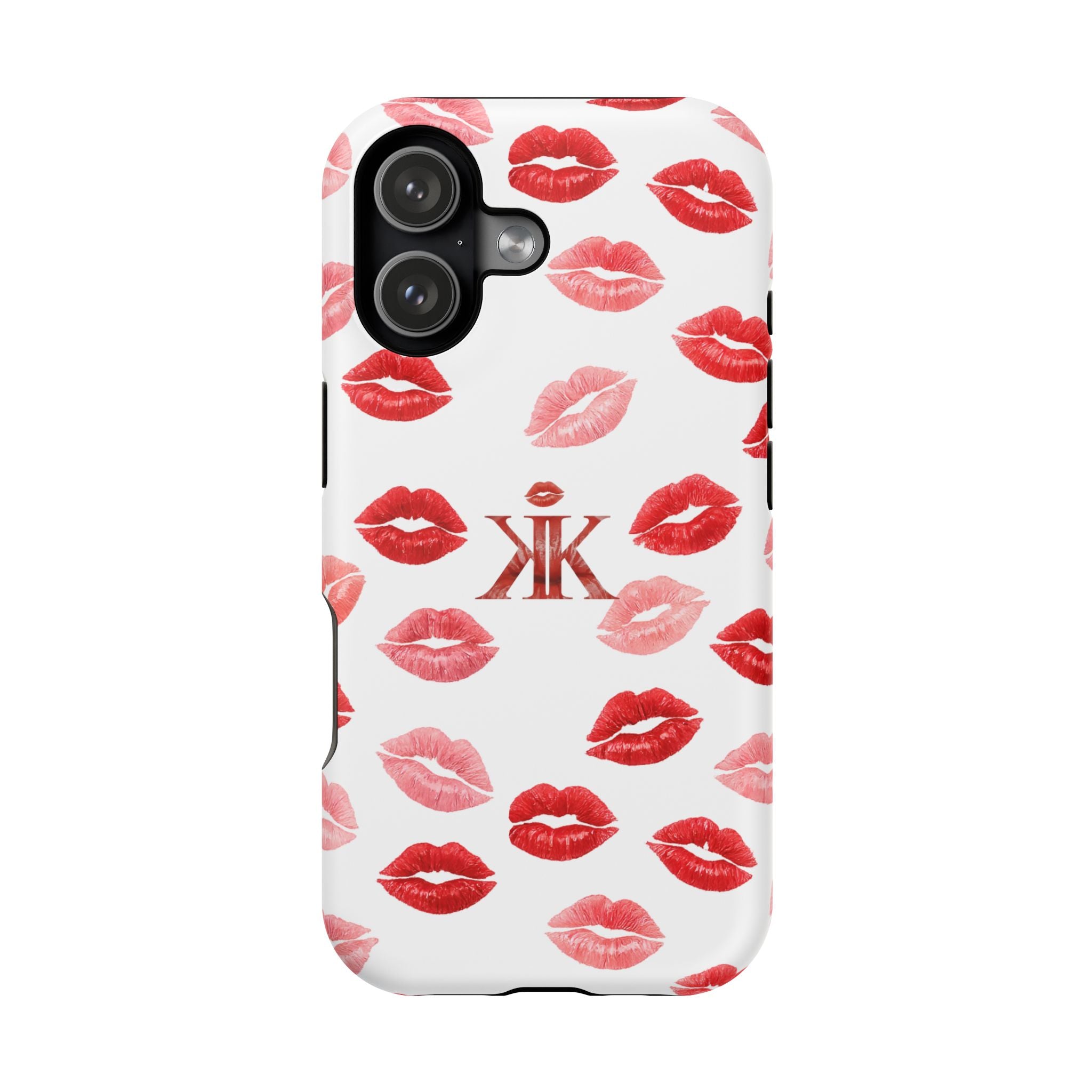 Psyche Collection White - Kiss Pattern Magnetic Impact Phone Case