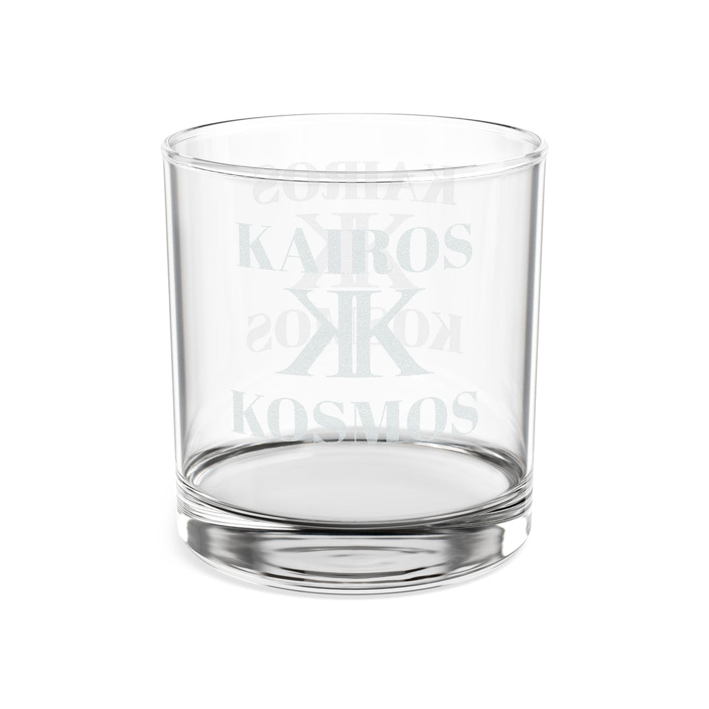 Kairos Kosmos Engraved 10.5oz Whiskey Glass — Minimal Monogram Vertical Design