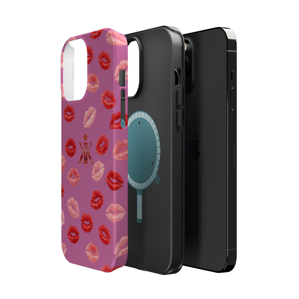 Psyche Collection Light Pink - Kiss Pattern Magnetic Impact Phone Case