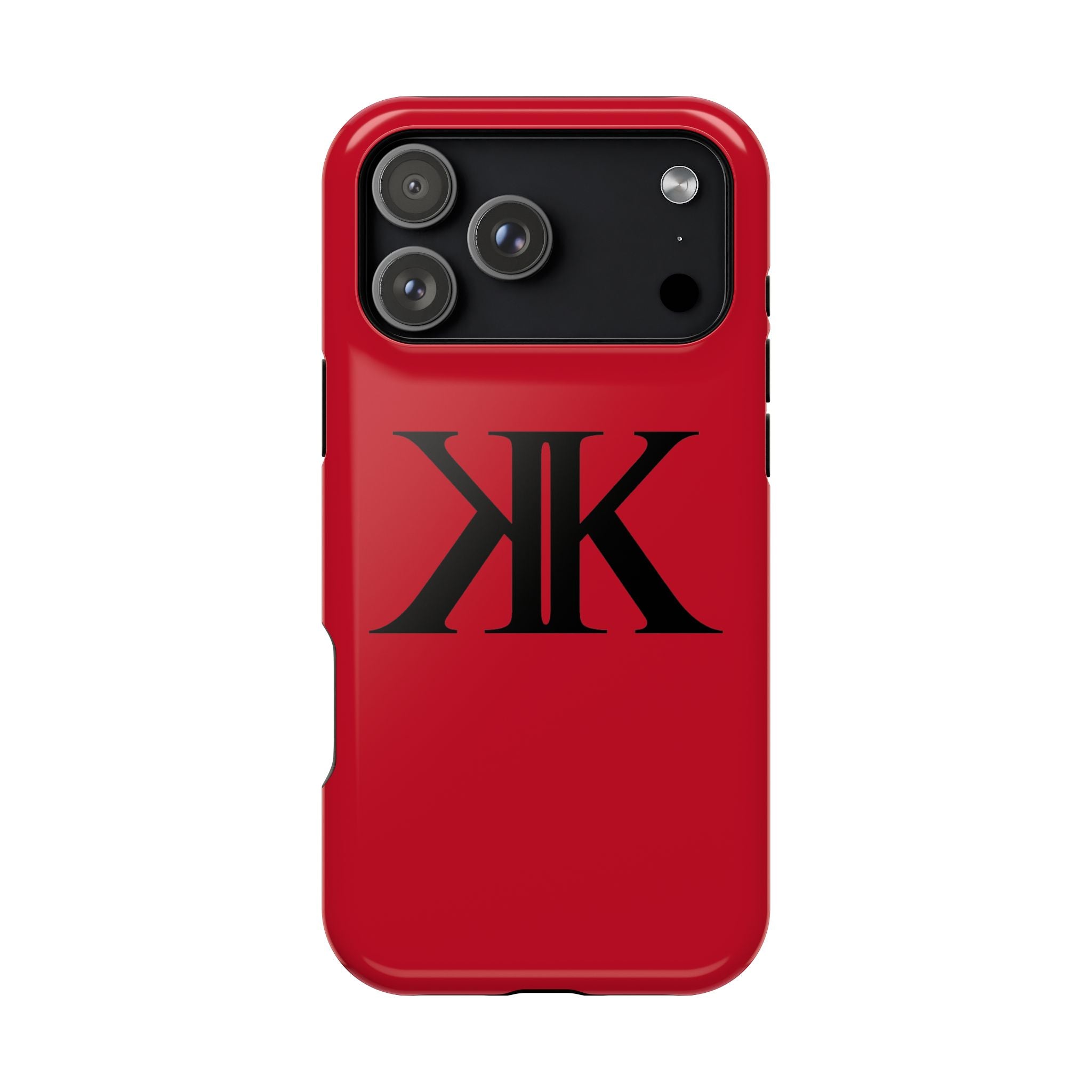 Magnetic Impact-Resistant RED Case with Bold KK Monogram