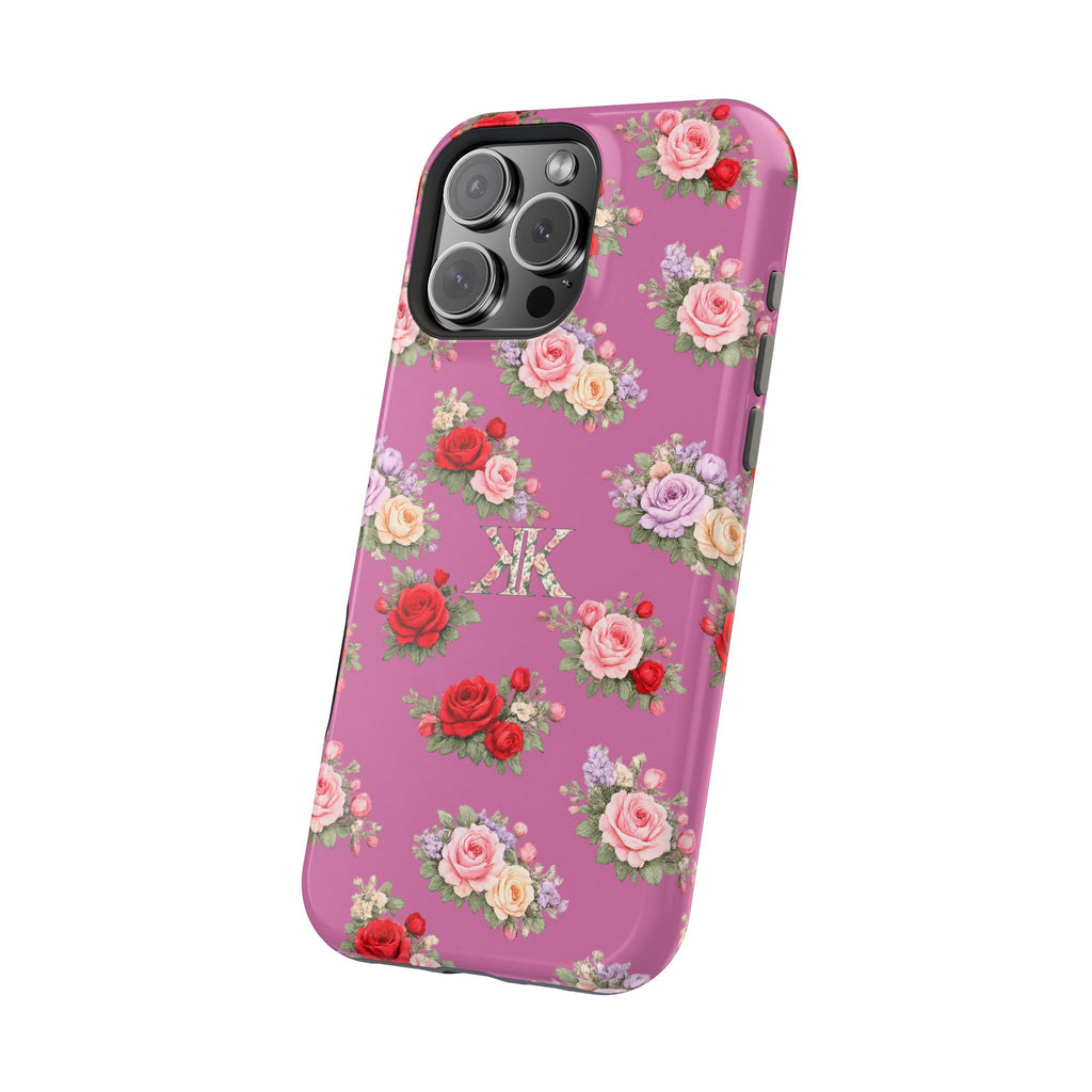 Anthos Collection Light Pink  Vintage Floral Rose Pattern Magnetic Impact-Resistant Phone Case