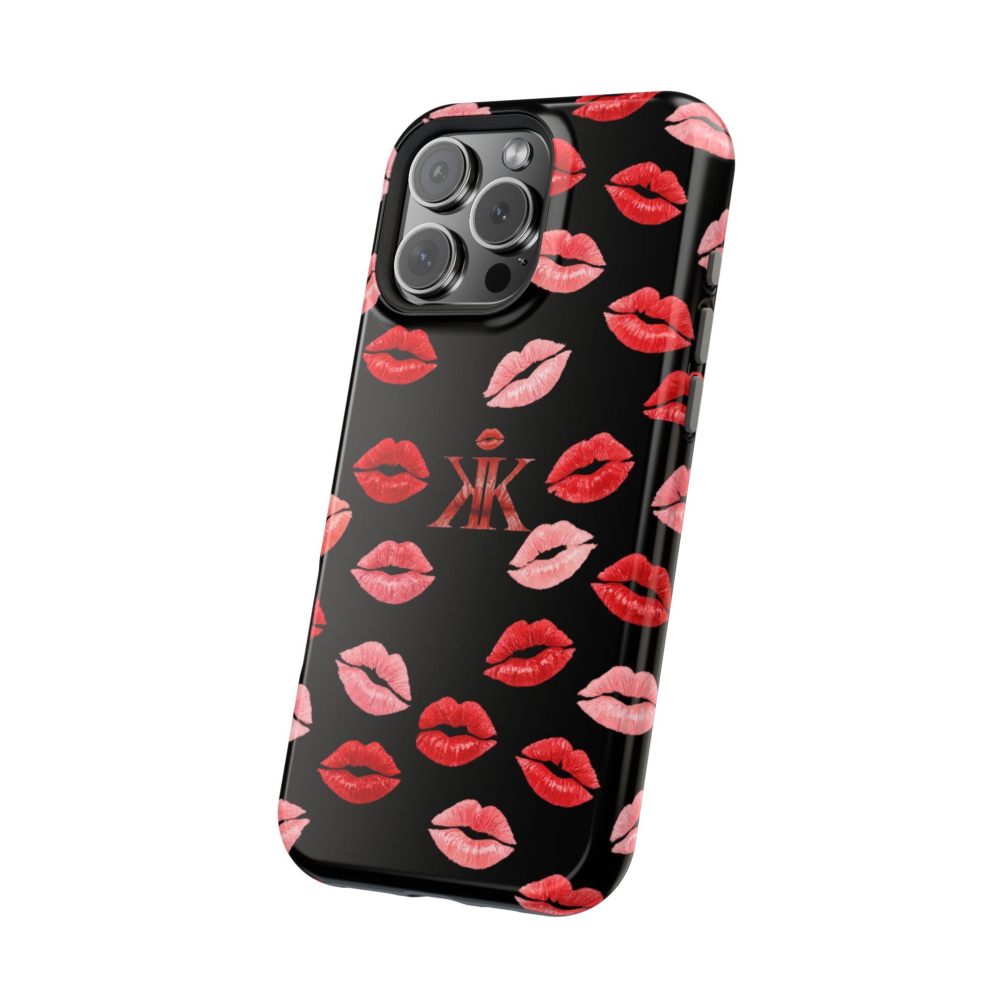 Psyche Collection BLACK - Kiss Pattern Magnetic Impact Phone Case