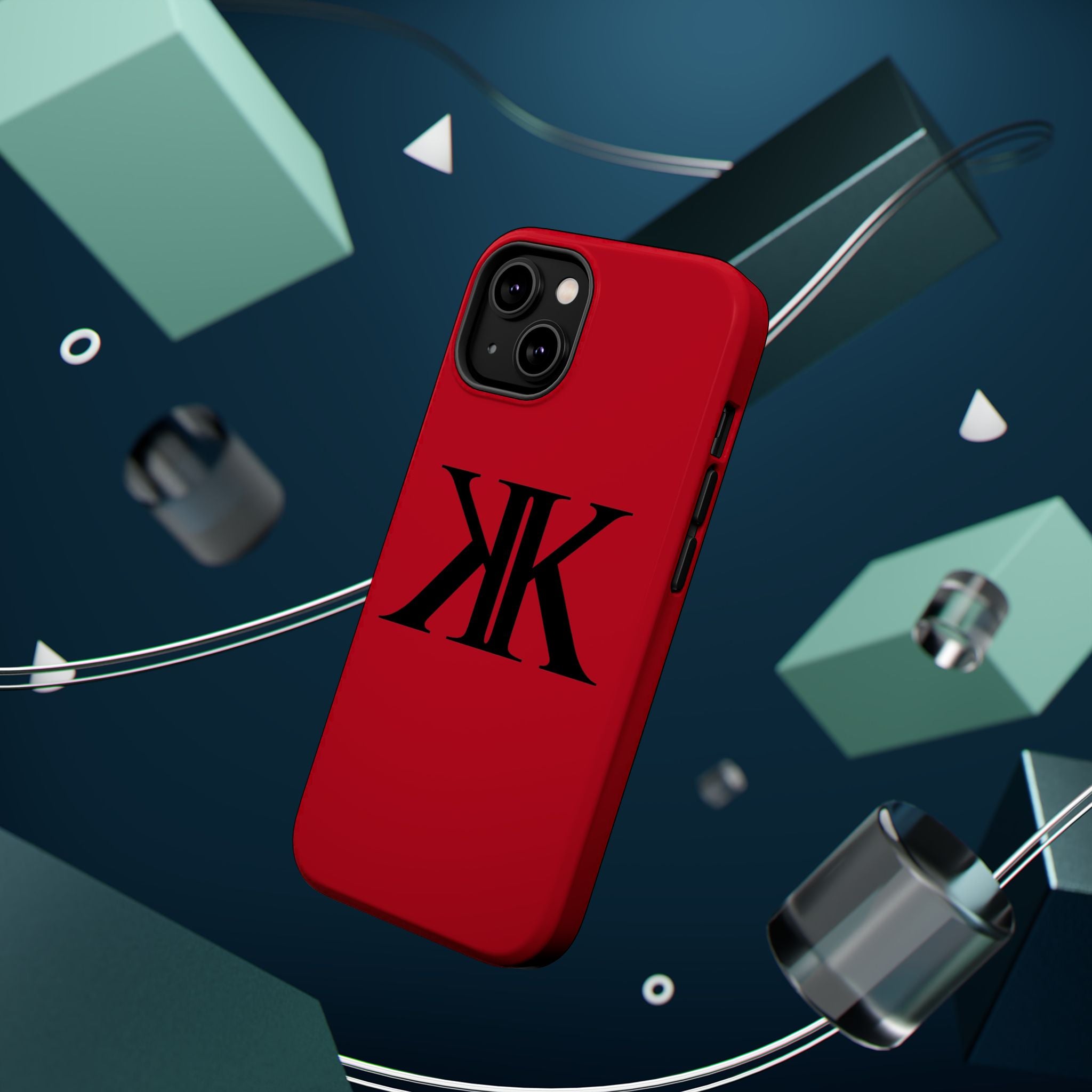 Magnetic Impact-Resistant RED Case with Bold KK Monogram