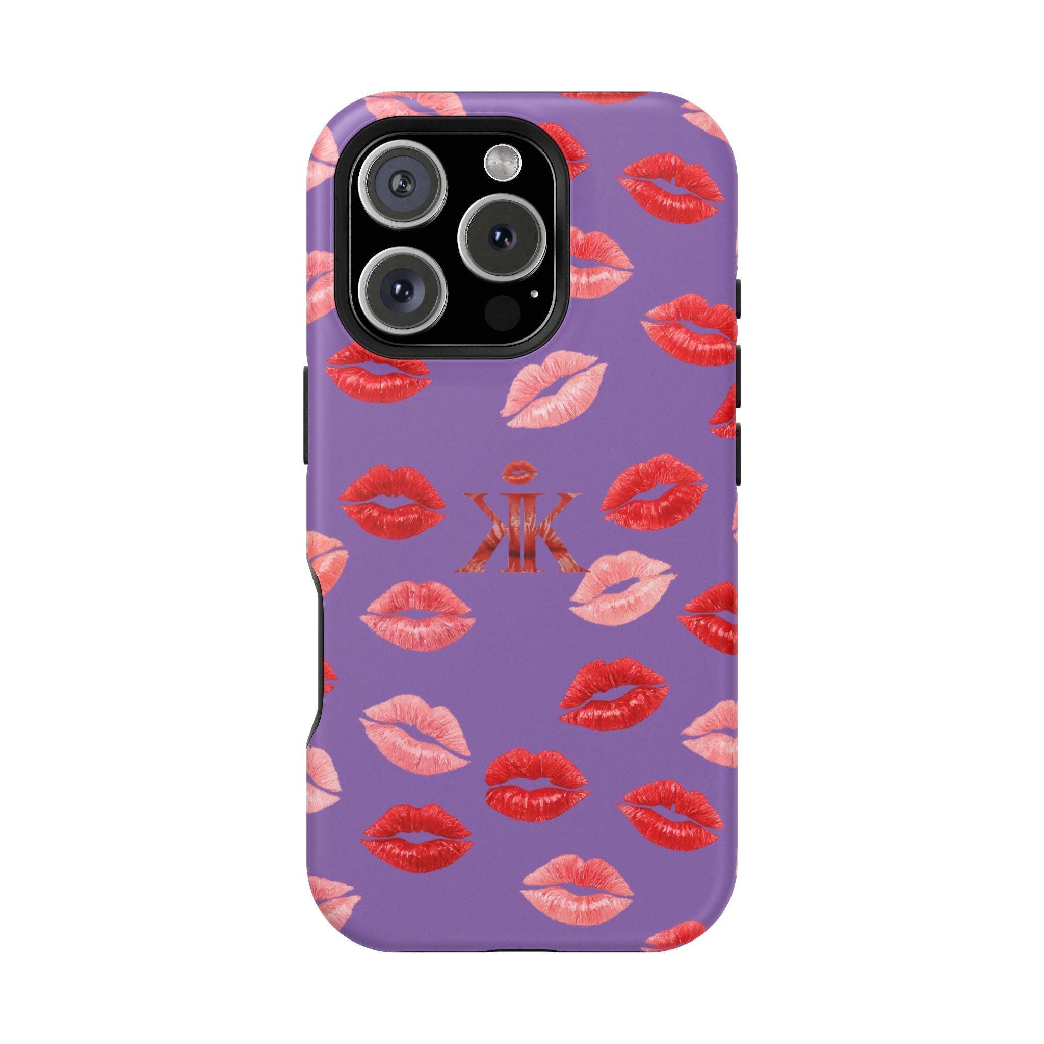Psyche Collection Light Purple - Kiss Pattern Magnetic Impact Phone Case