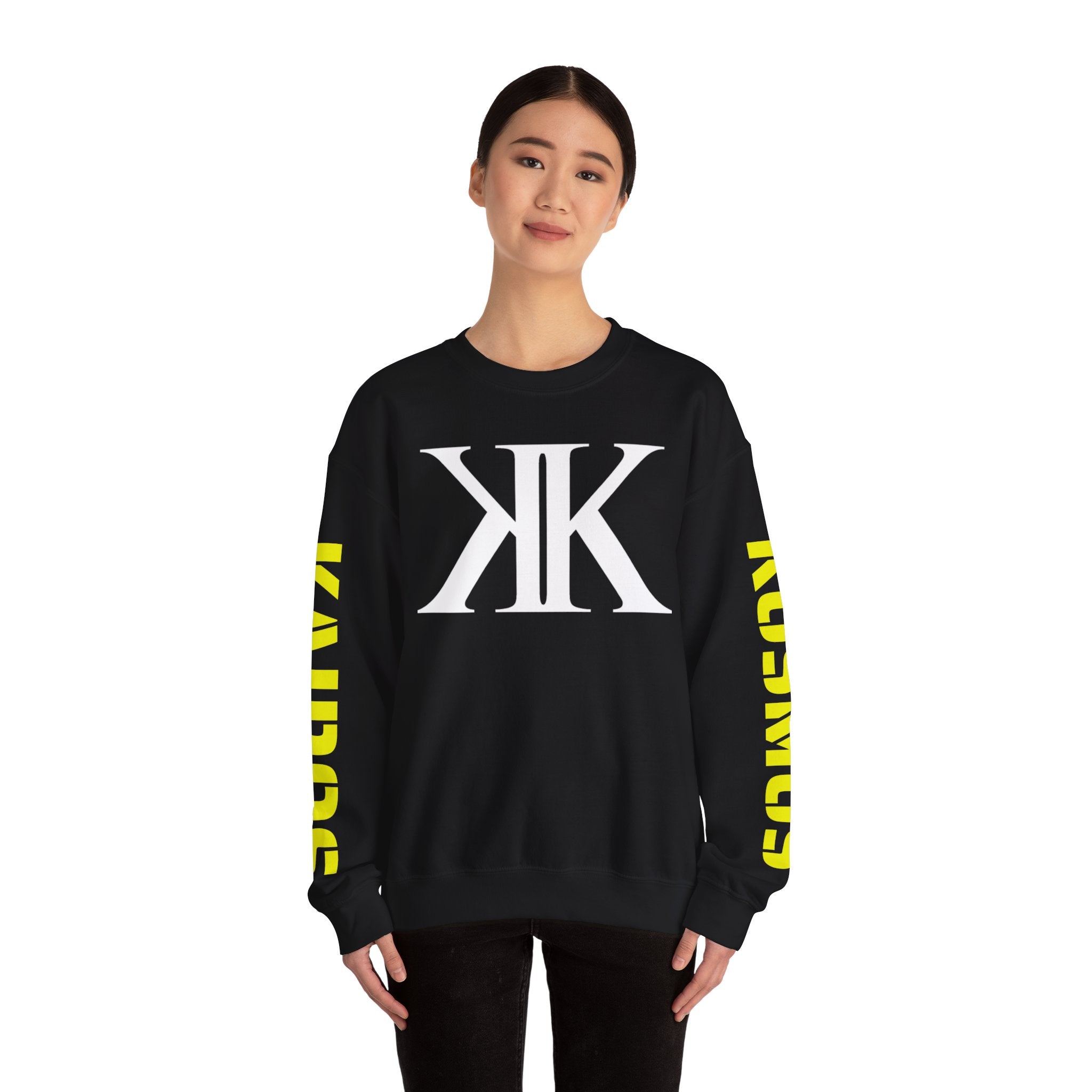 KAIROS KOSMOS Logo BLACK Crewneck Sweatshirt — Bold Sleeve Text Streetwear