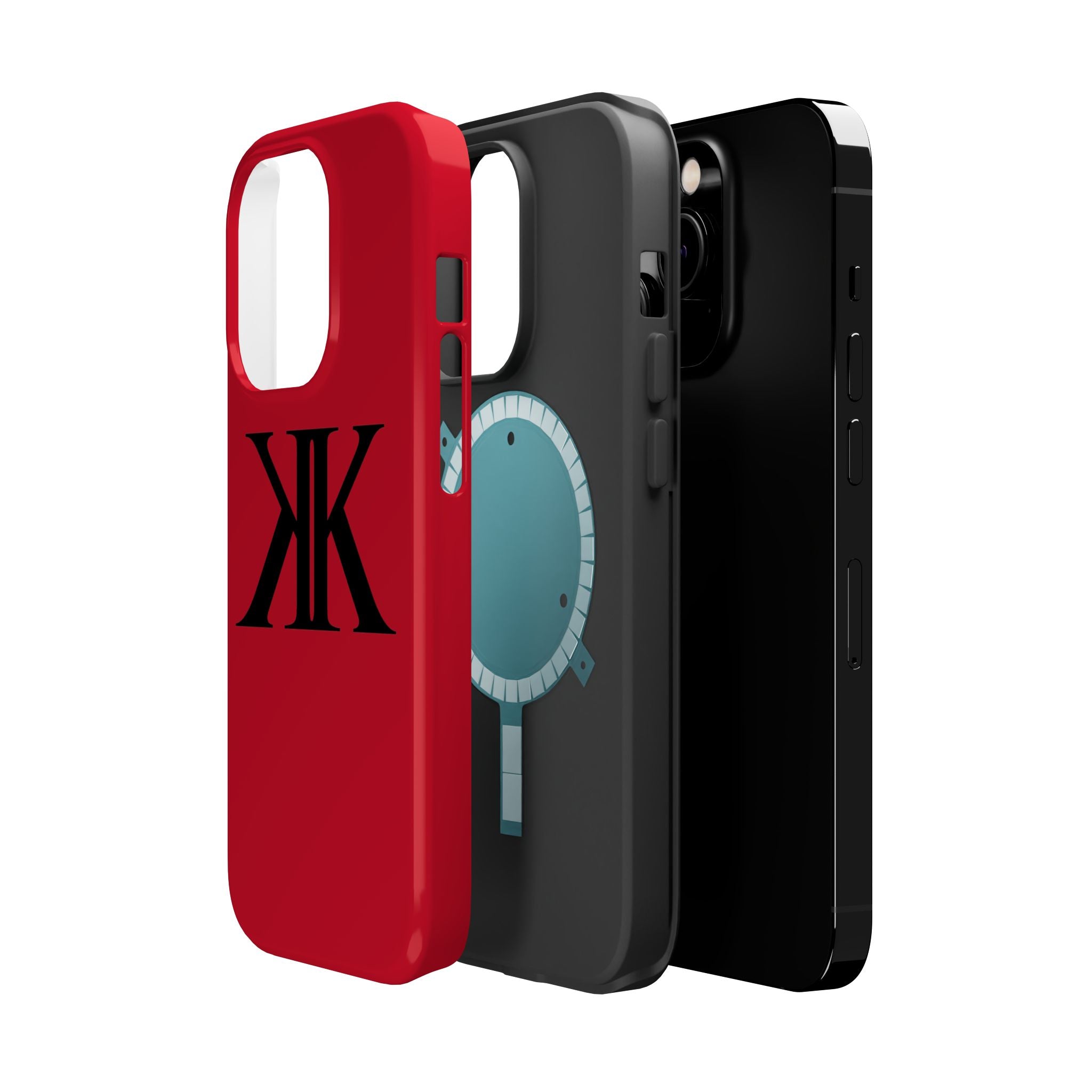 Magnetic Impact-Resistant RED Case with Bold KK Monogram
