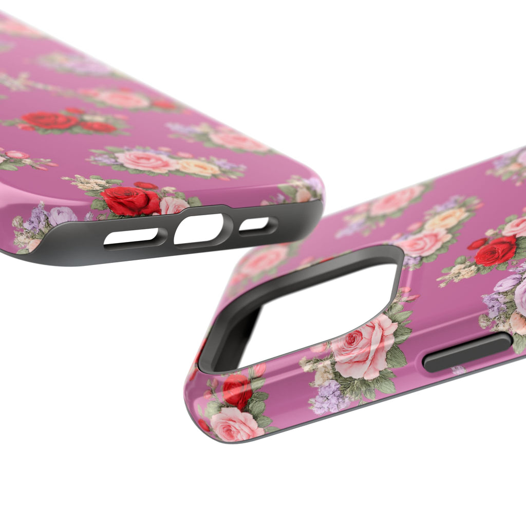 Anthos Collection Light Pink  Vintage Floral Rose Pattern Magnetic Impact-Resistant Phone Case