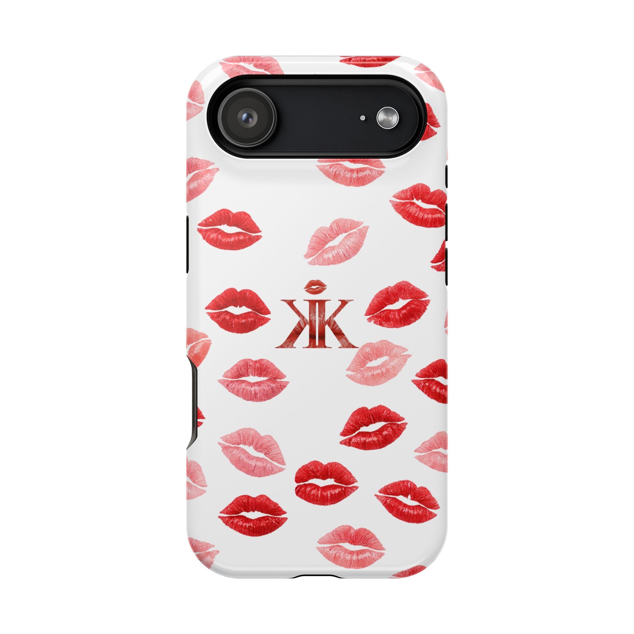 Psyche Collection White - Kiss Pattern Magnetic Impact Phone Case