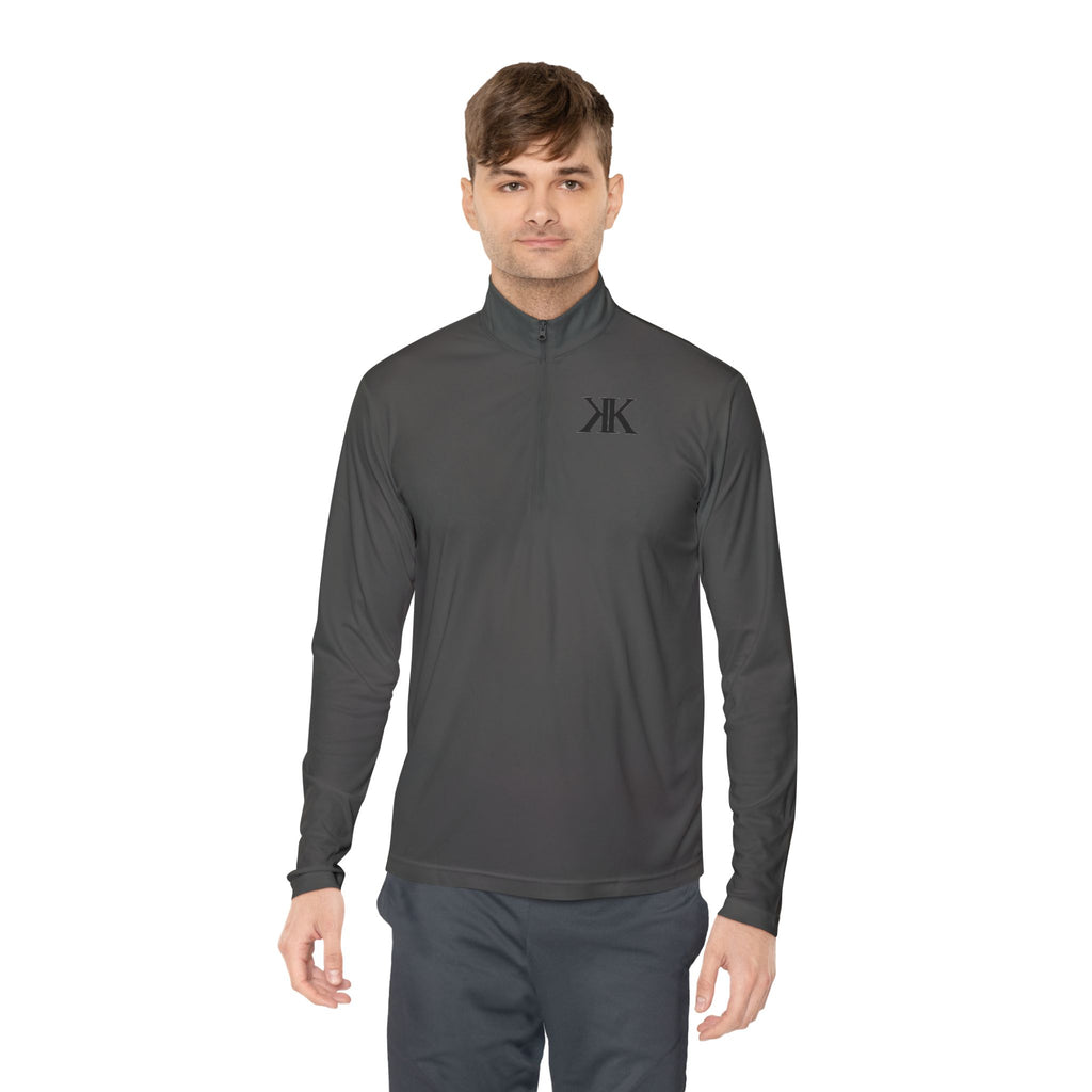Quarter-Zip Pullover — Minimal Black KK Logo Athletic Pullover