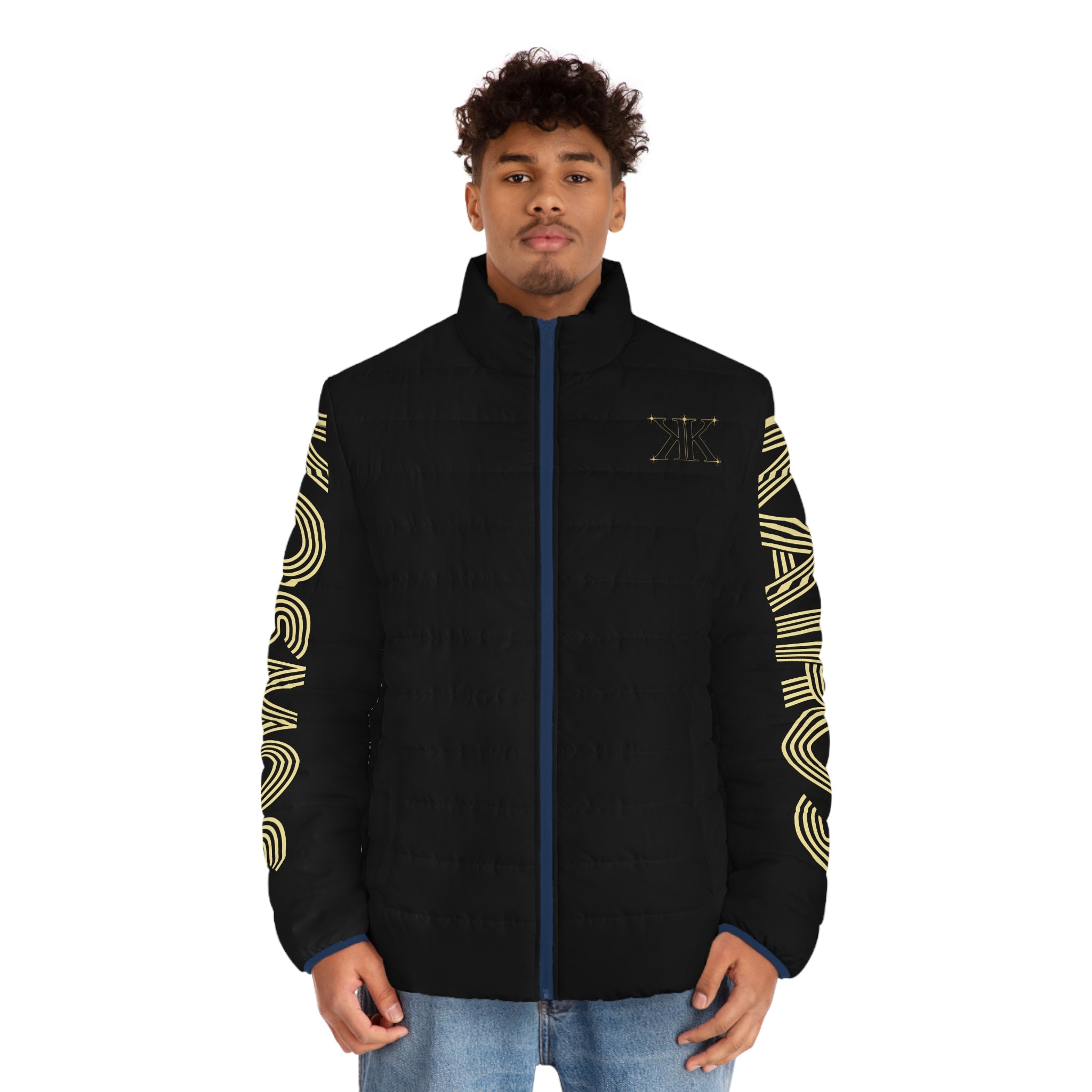 Aether Collection BLACK Aries Puffer Jacket – Zodiac Ram Graphic Men's Jacket