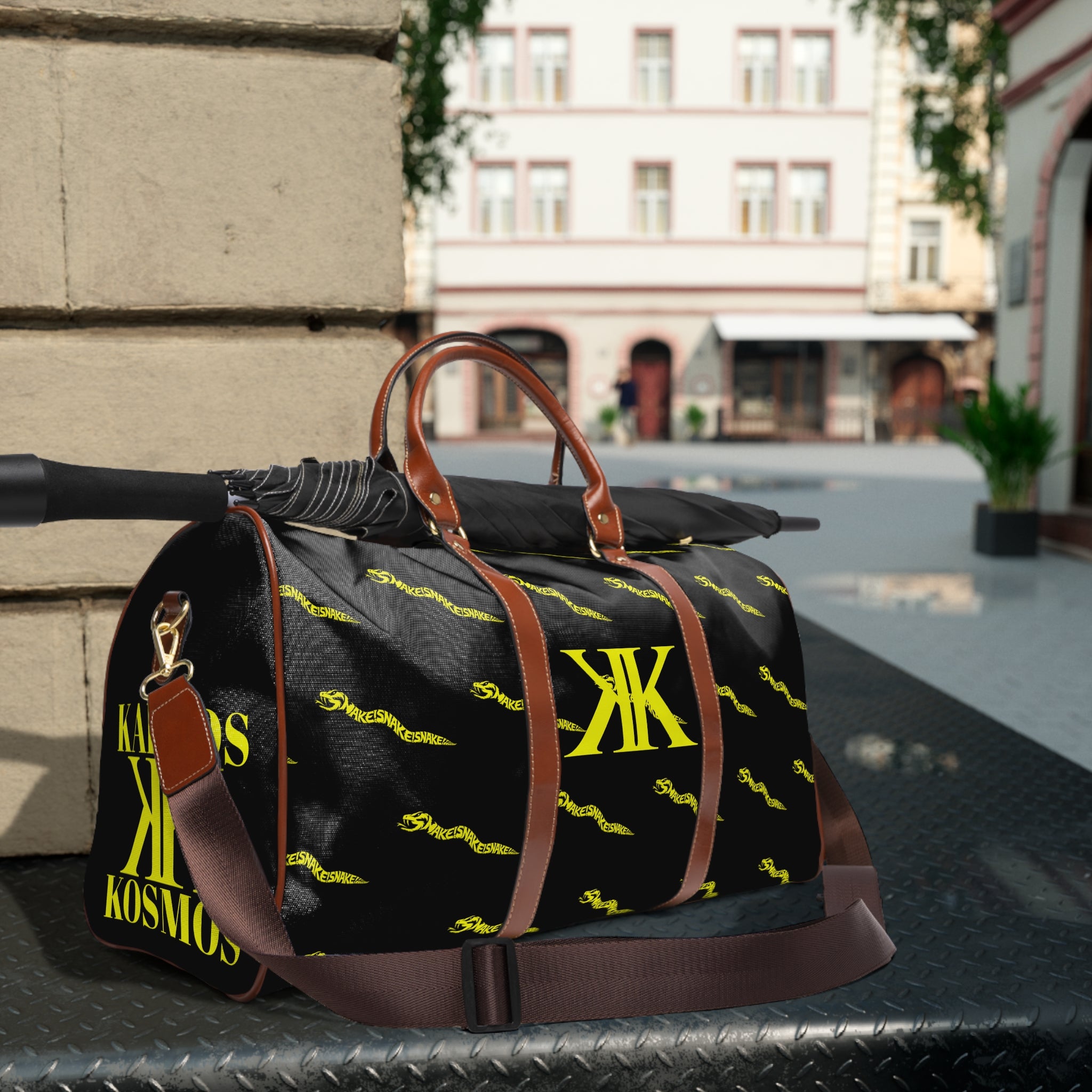 Aspis Collection Waterproof Duffel Bag — Monogrammed Logo Travel Bag