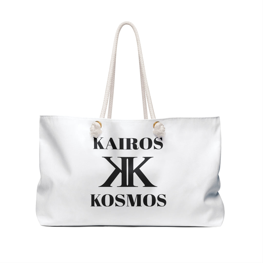 Kairos Kosmos Weekender Bag — Oversized White Travel Tote with Rope Handles