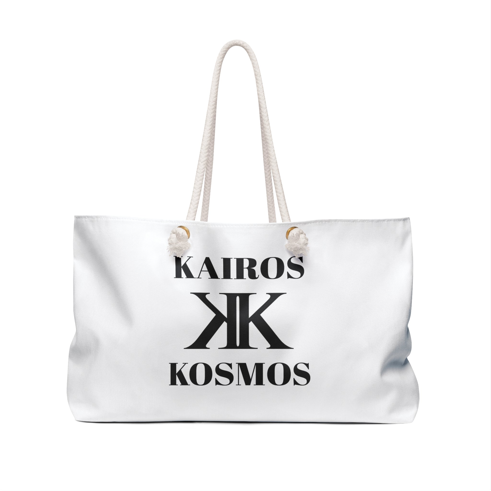 Kairos Kosmos Weekender Bag — Oversized White Travel Tote with Rope Handles