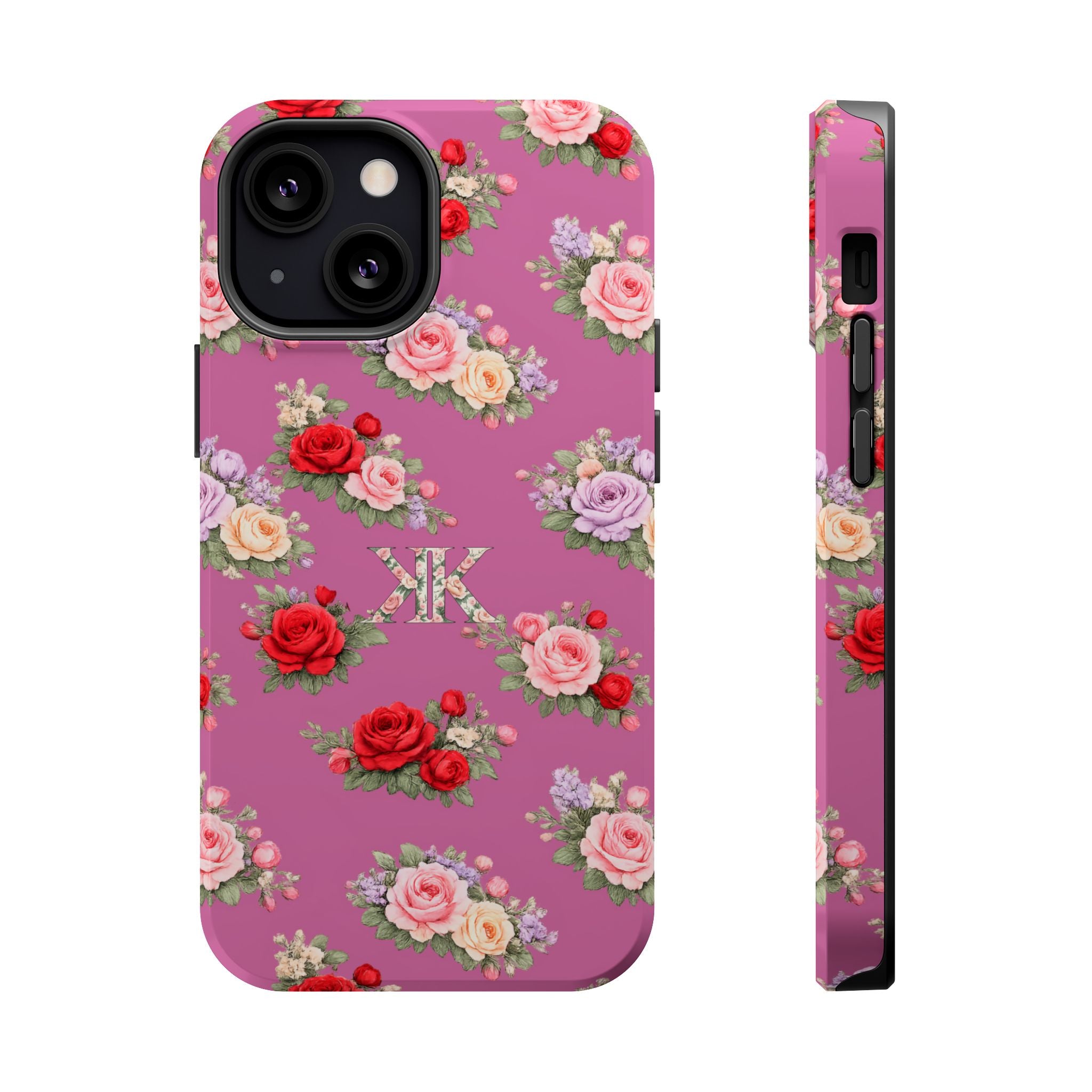 Anthos Collection Light Pink  Vintage Floral Rose Pattern Magnetic Impact-Resistant Phone Case