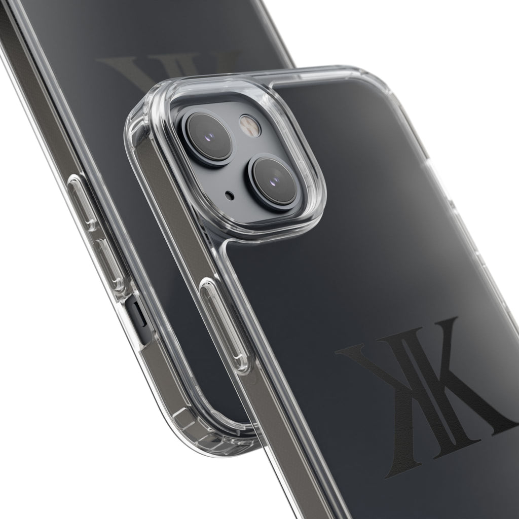 Kairos Kosmos Clear Phone Case — Minimal Black KK Monogram