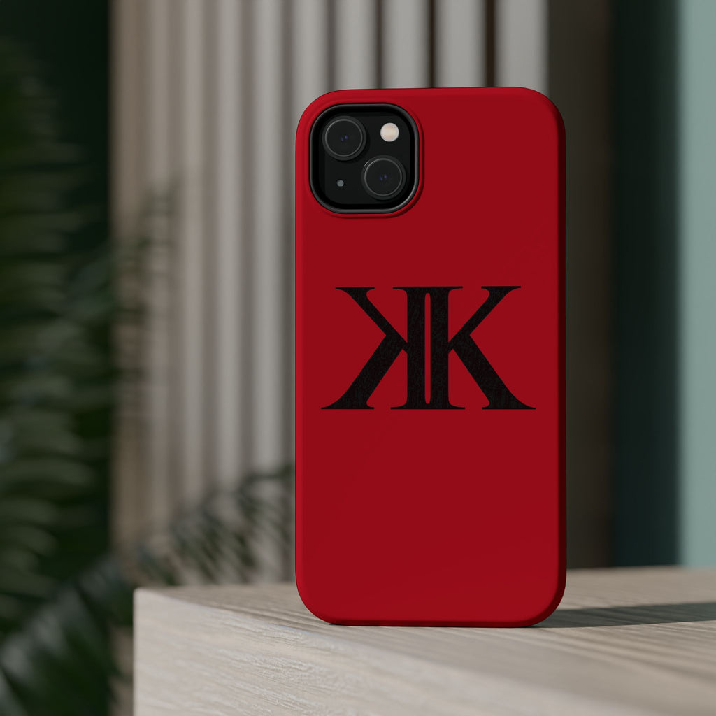 Magnetic Impact-Resistant RED Case with Bold KK Monogram