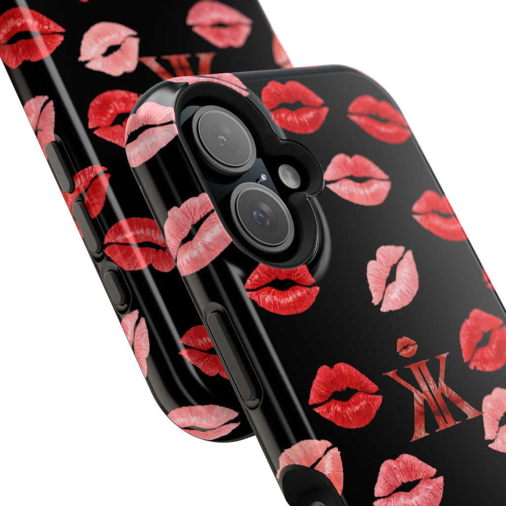 Psyche Collection BLACK - Kiss Pattern Magnetic Impact Phone Case