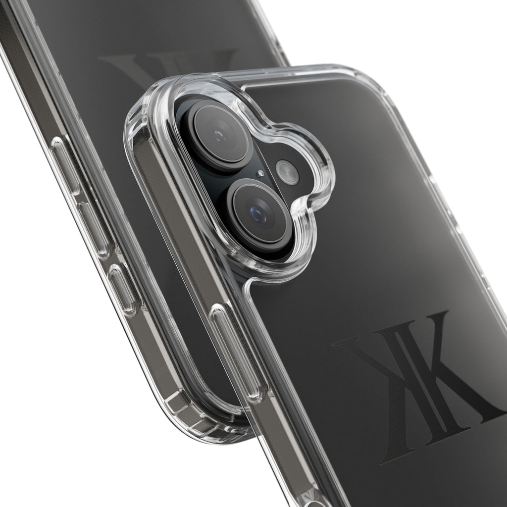 Kairos Kosmos Clear Phone Case — Minimal Black KK Monogram