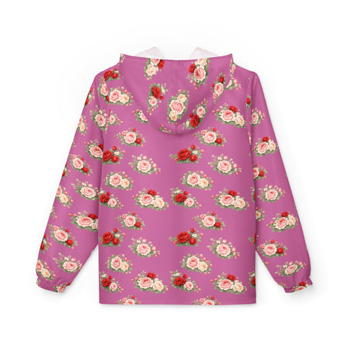 Anthos Collection Light Pink Floral Rose Panel Windbreaker Jacket