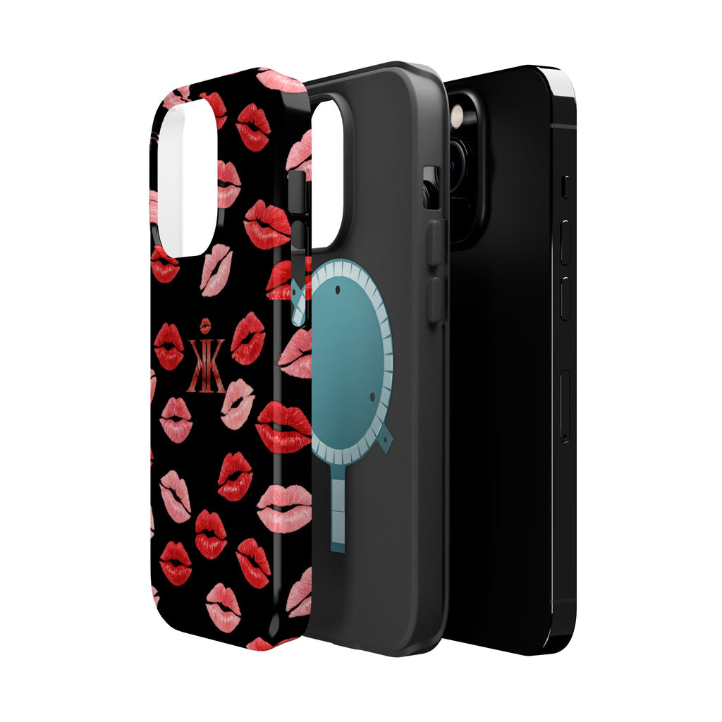 Psyche Collection BLACK - Kiss Pattern Magnetic Impact Phone Case