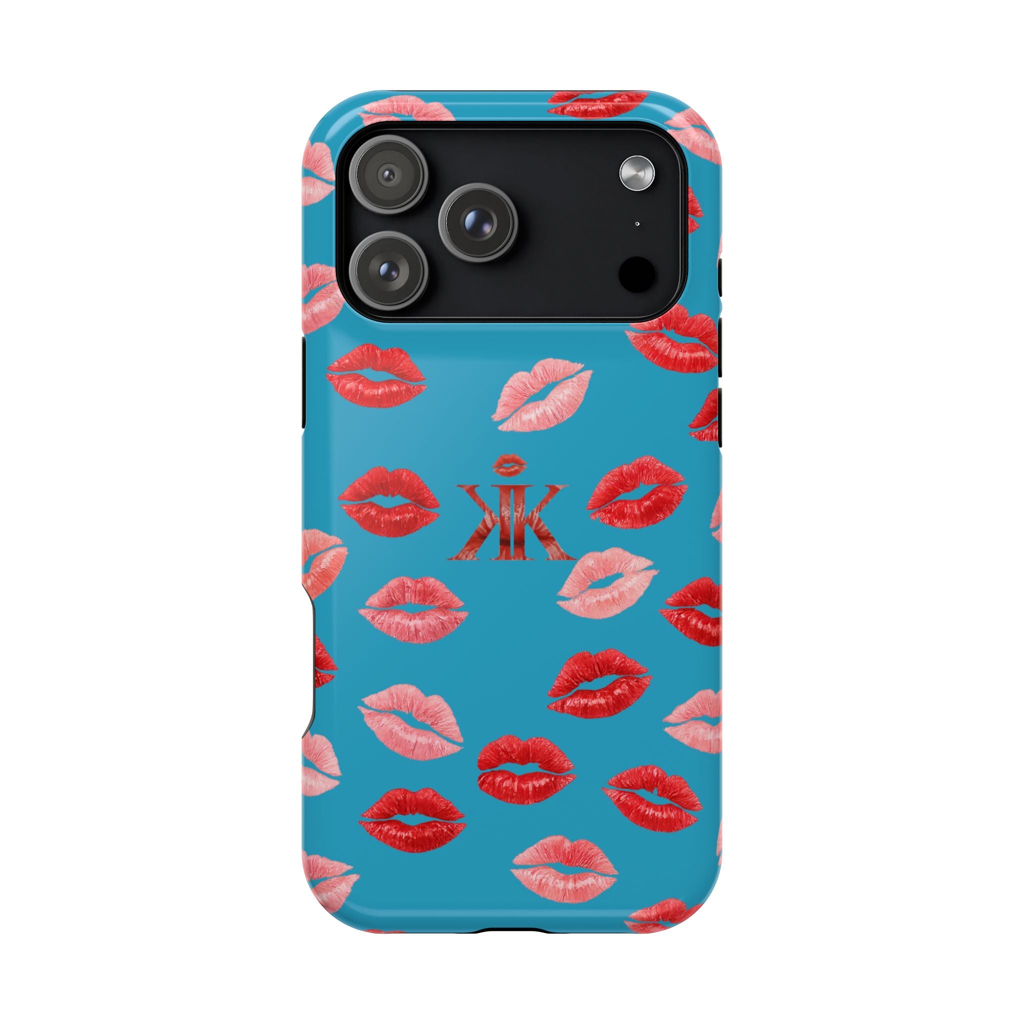 Psyche Collection Turquoise - Kiss Pattern Magnetic Impact Phone Case