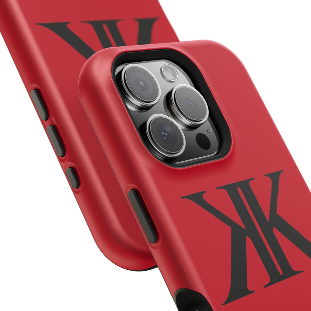 Magnetic Impact-Resistant RED Case with Bold KK Monogram