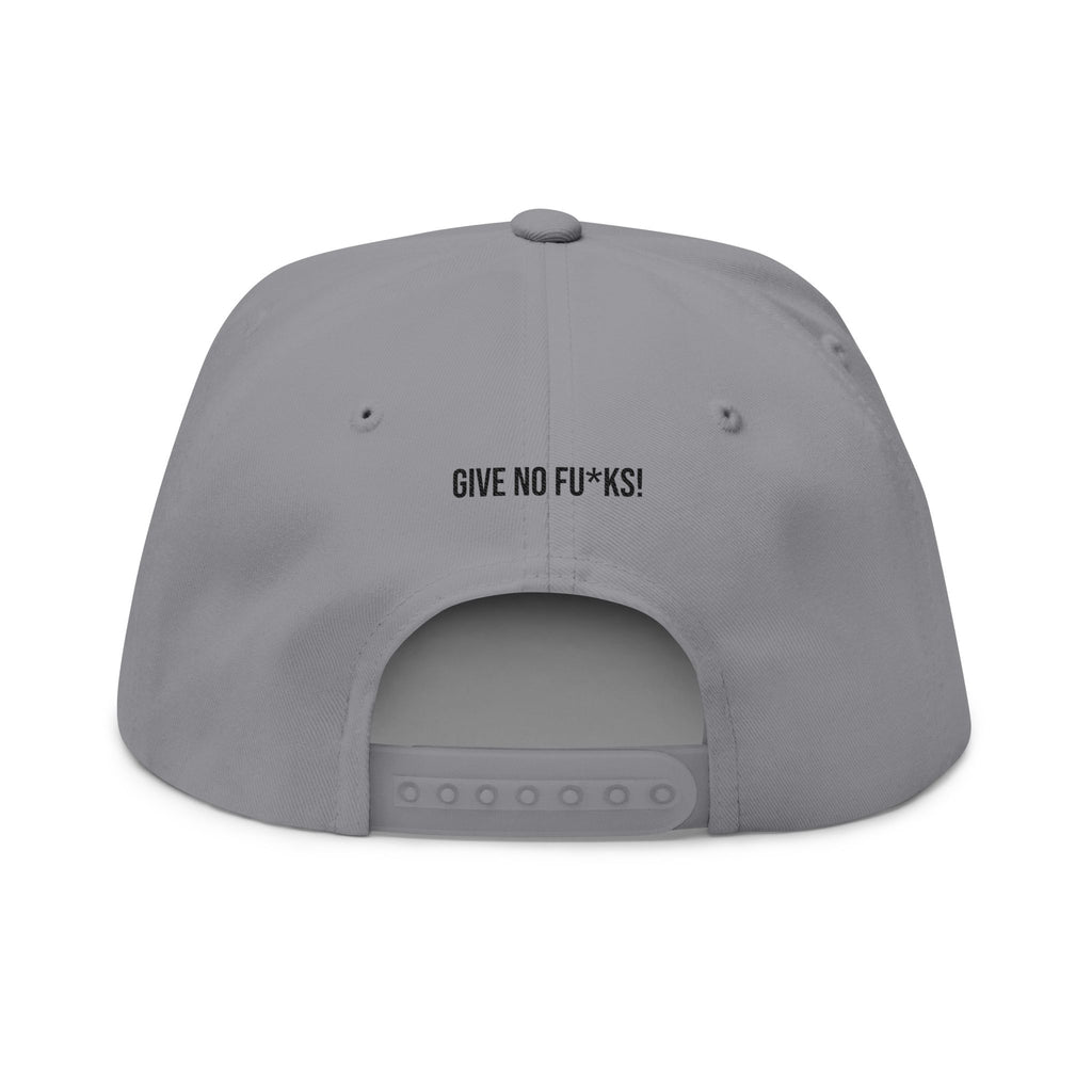 Kairos Kosmos Embroidered Flat Bill Cap — 'Give No Fu*ks' Snapback Hat