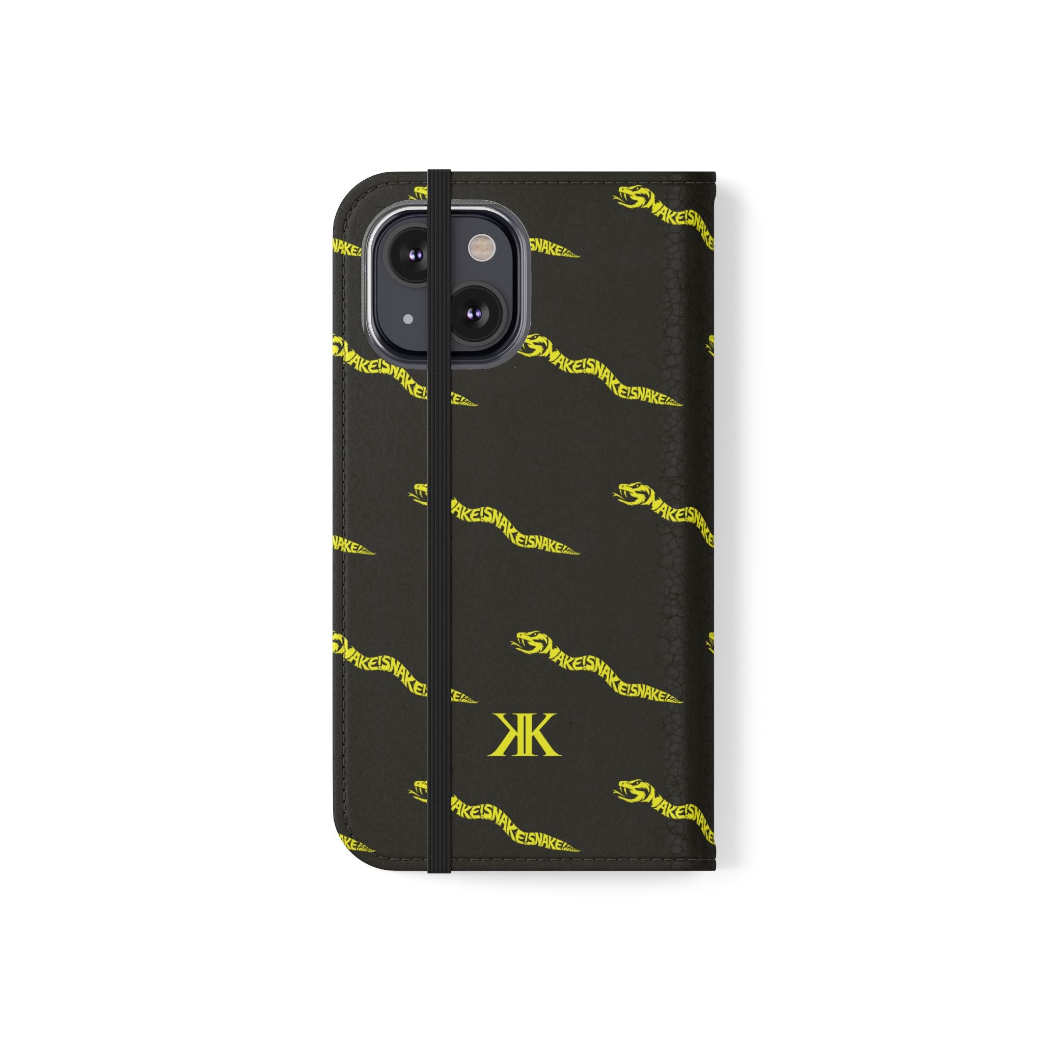 Aspis Collection Flip Case Phone Wallet — Black & Gold Kairos Kosmos Pattern