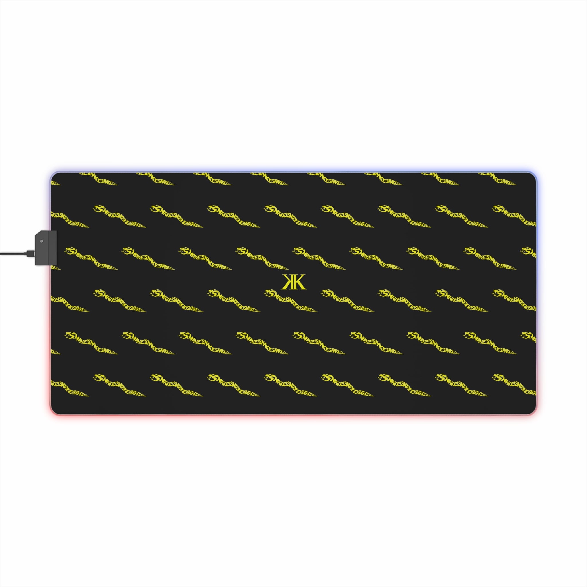 Aspis Collection LED Gaming Mouse Pad — RGB Edge Large Desk Mat with Repeating Lightning Pattern