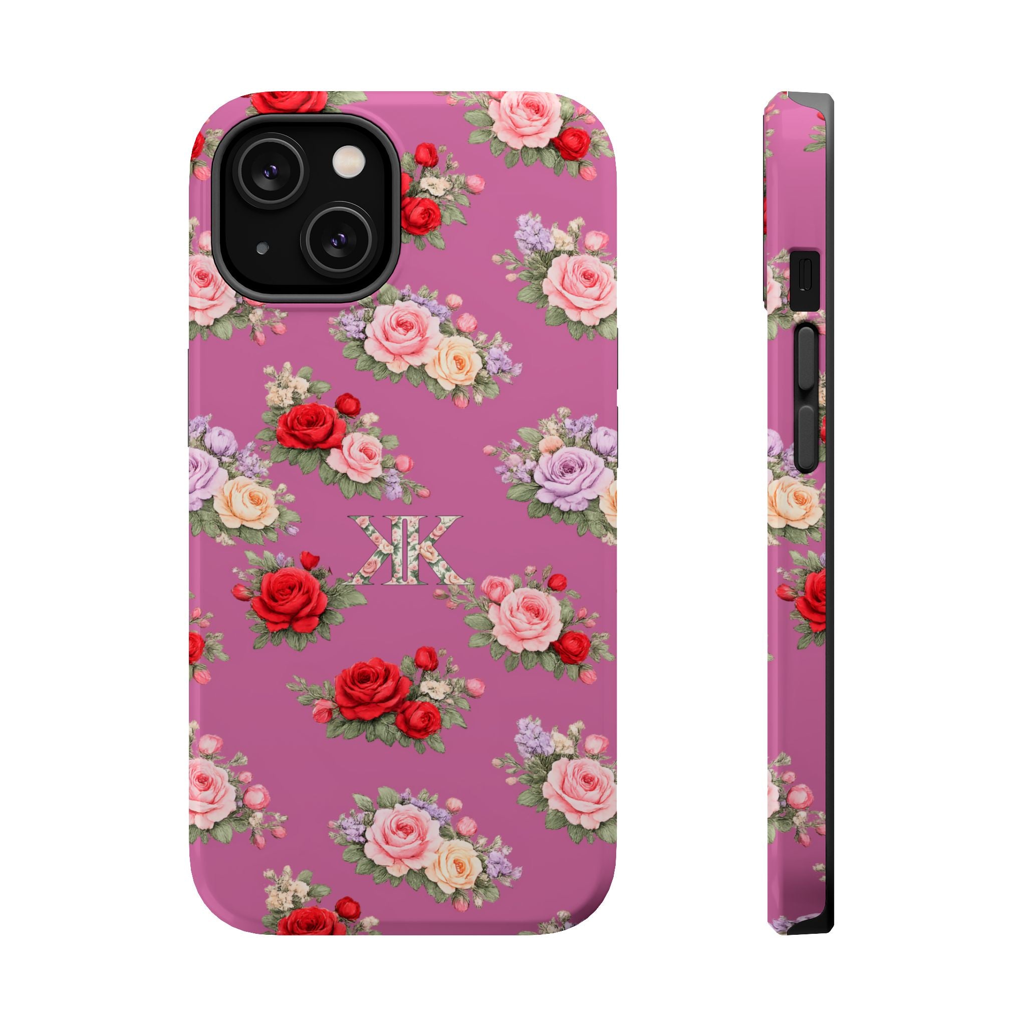 Anthos Collection Light Pink  Vintage Floral Rose Pattern Magnetic Impact-Resistant Phone Case