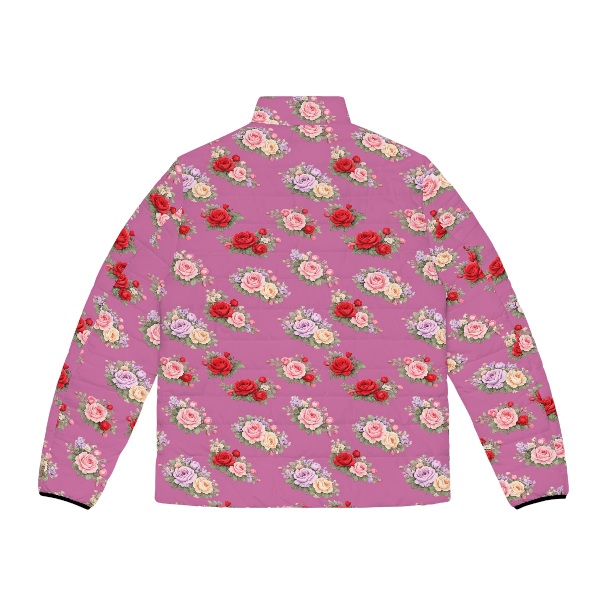 Anthos Collection Light Pink Floral Puffer Jacket - Vintage Rose All-Over Print