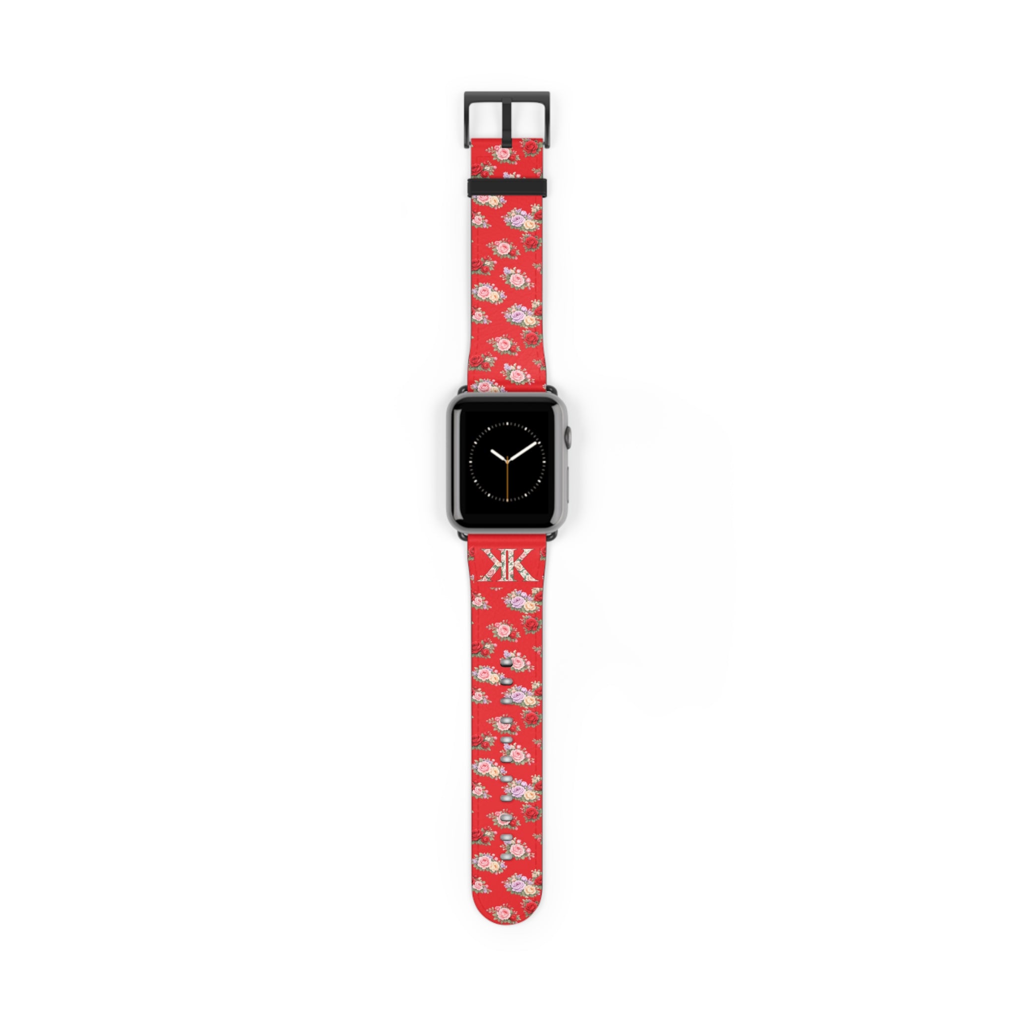 Anthos Collection RED Floral Vintage Watch Band — Apple Watch Strap