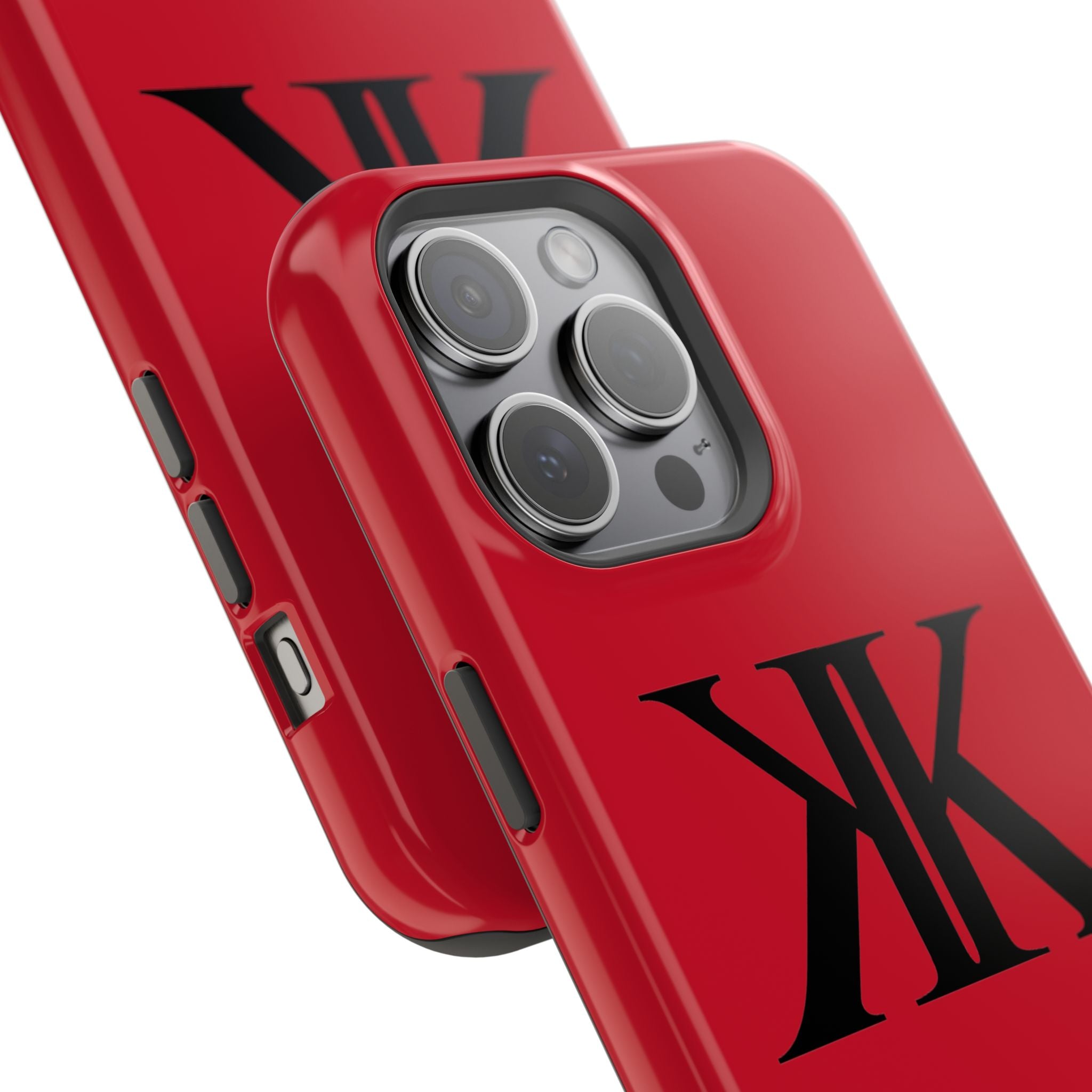 Magnetic Impact-Resistant RED Case with Bold KK Monogram