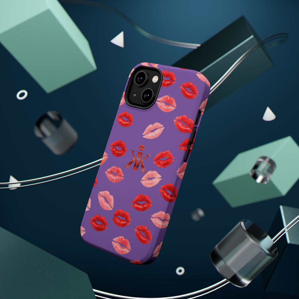 Psyche Collection Light Purple - Kiss Pattern Magnetic Impact Phone Case
