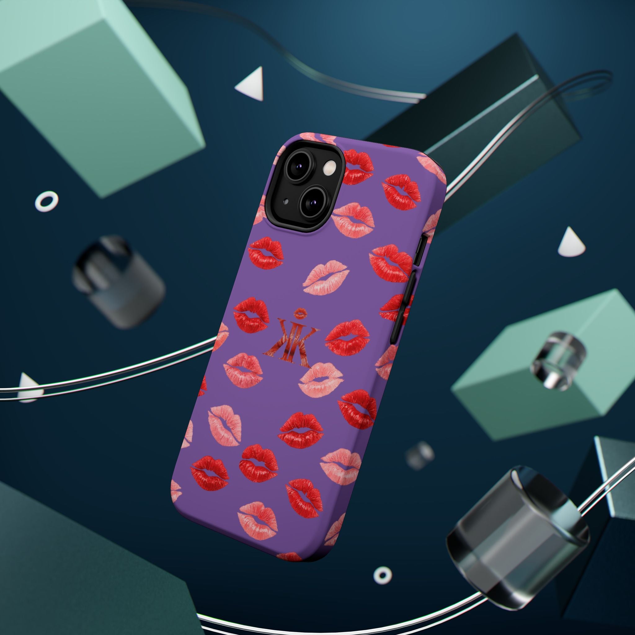 Psyche Collection Light Purple - Kiss Pattern Magnetic Impact Phone Case