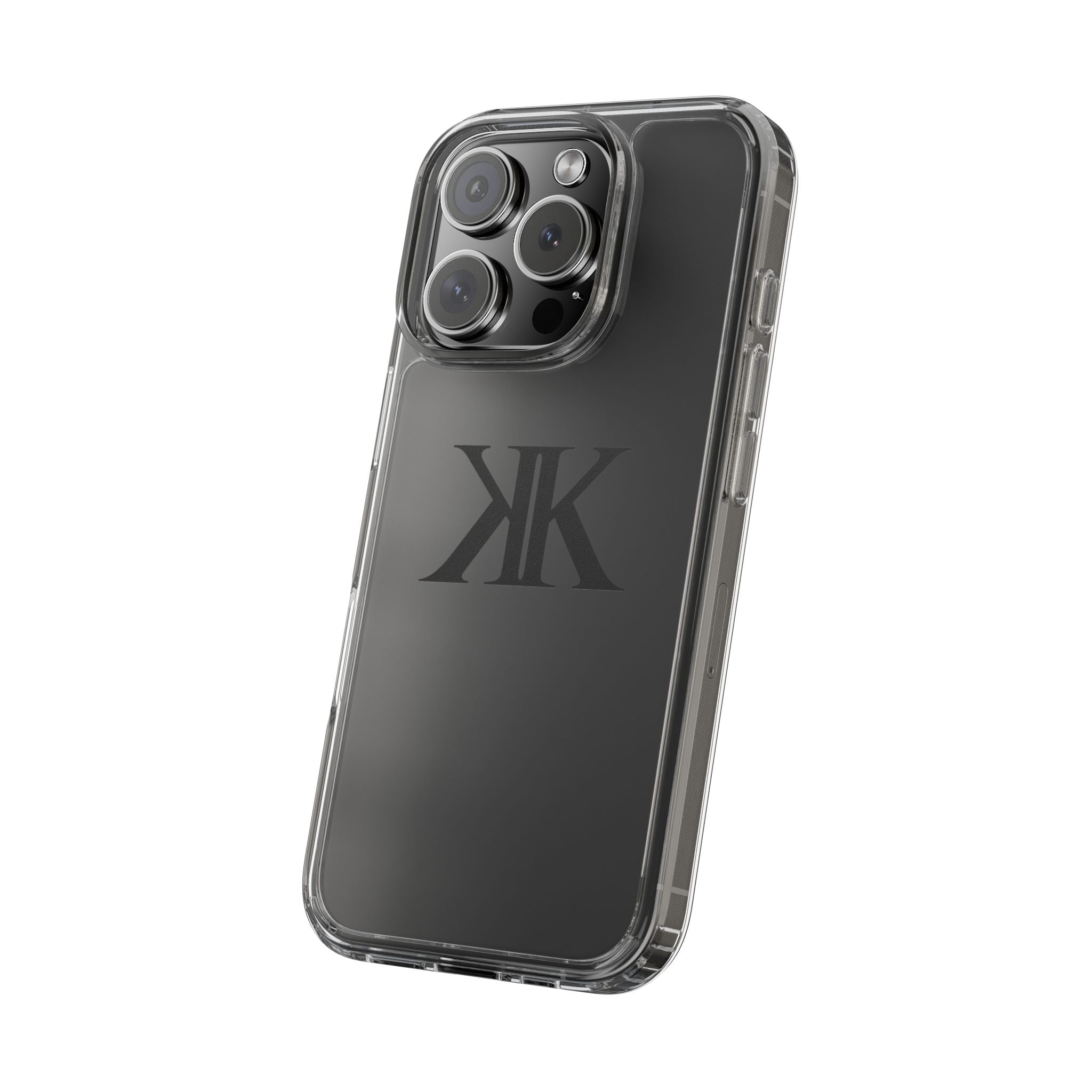 Kairos Kosmos Clear Phone Case — Minimal Black KK Monogram
