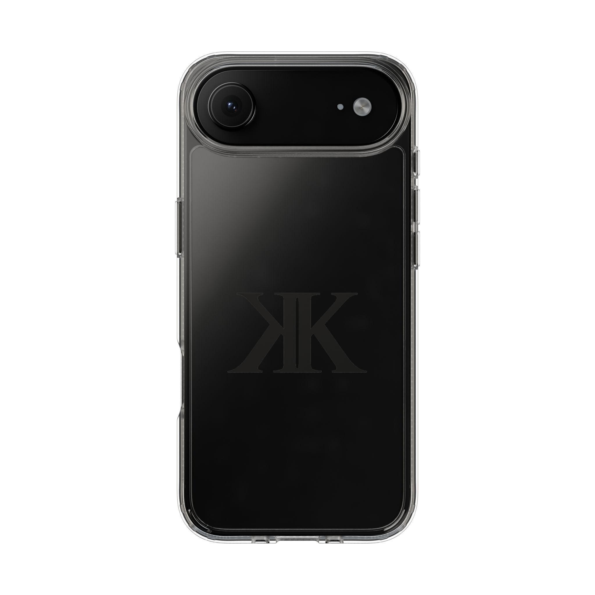 Kairos Kosmos Clear Phone Case — Minimal Black KK Monogram